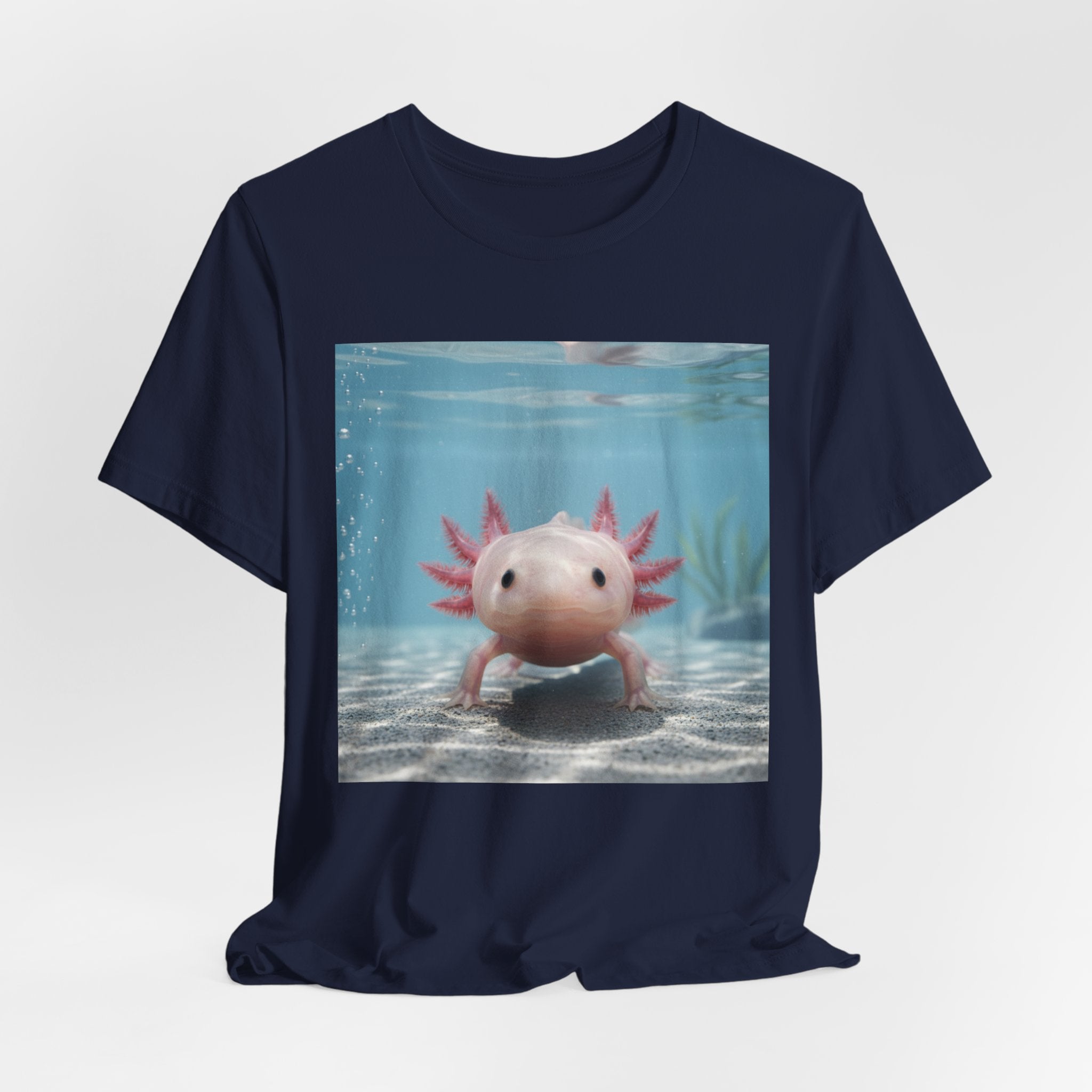 Axolotl Smiles Underwater Tee — Cute Pink Axolotl Graphic T‑Shirt