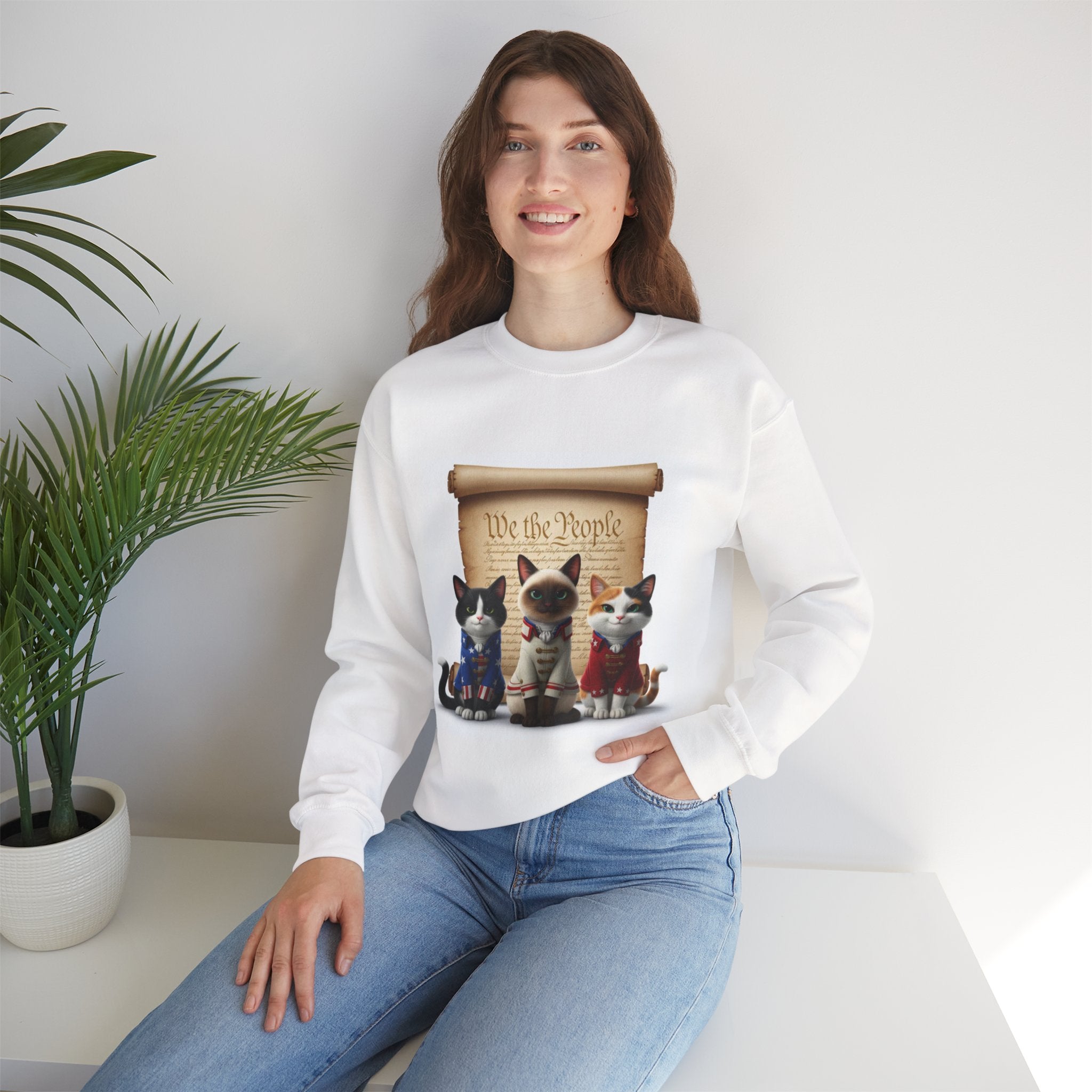 Patriotic Cats 'We the People' Crewneck Sweatshirt