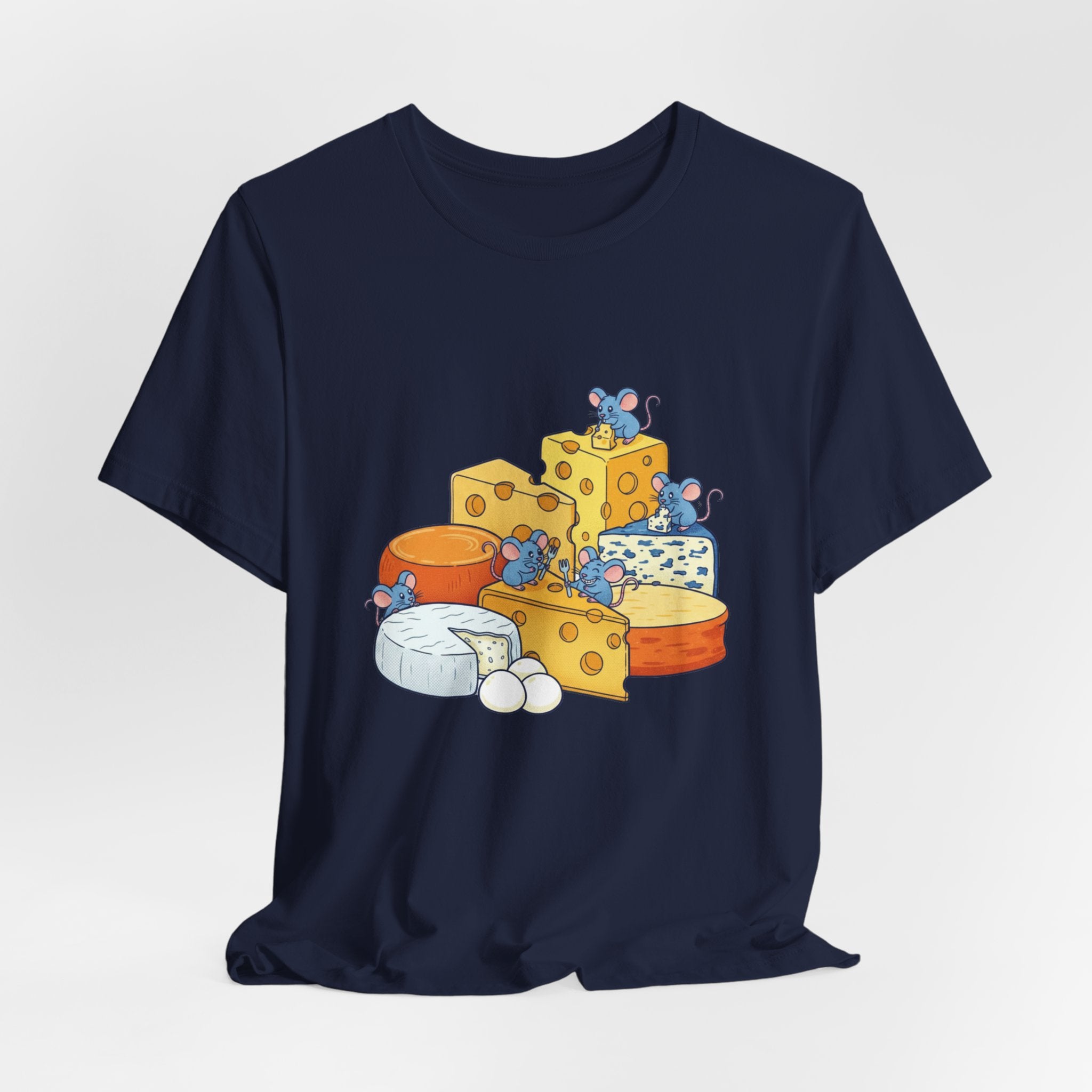 Cheese Platter T-Shirt — Cute Mice & Assorted Cheeses Tee