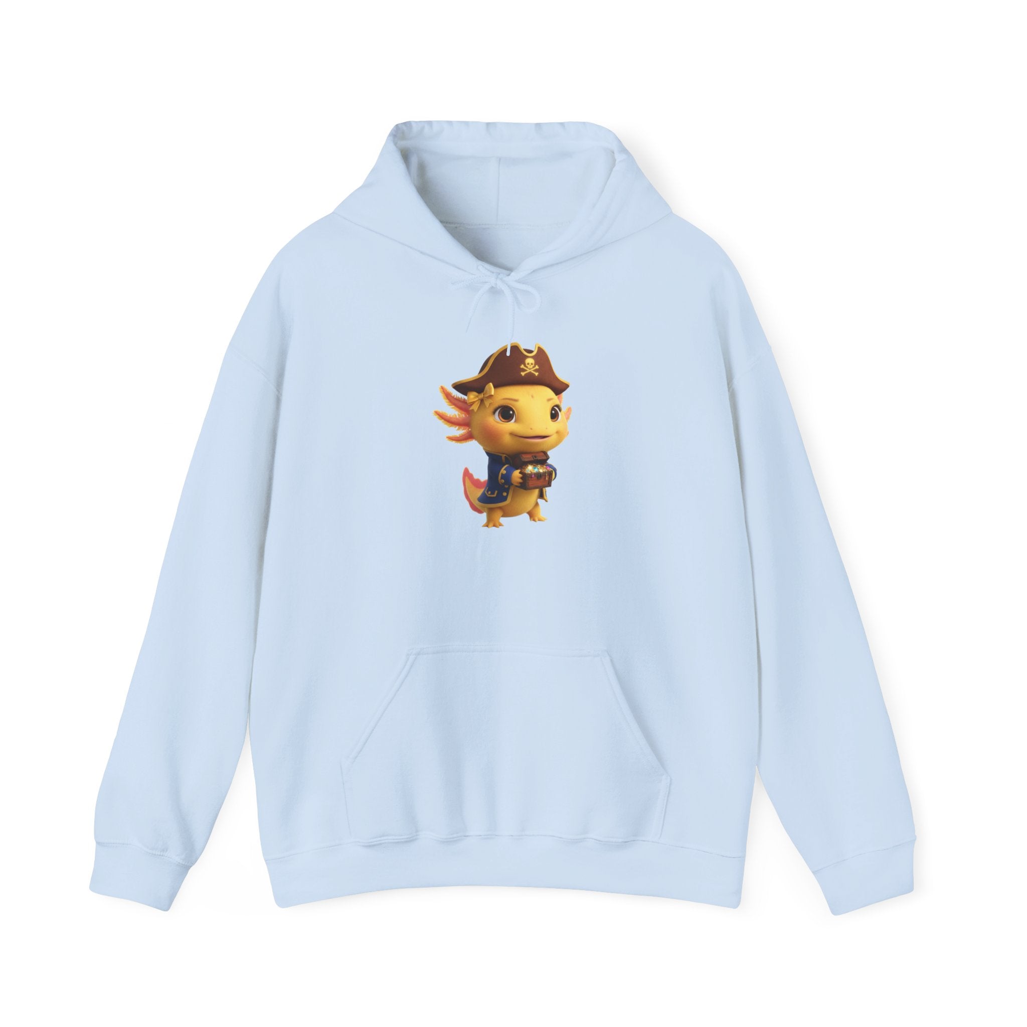 Axolotl Pirate Girl Hoodie — Cute Cartoon Pirate Axolotl Sweatshirt