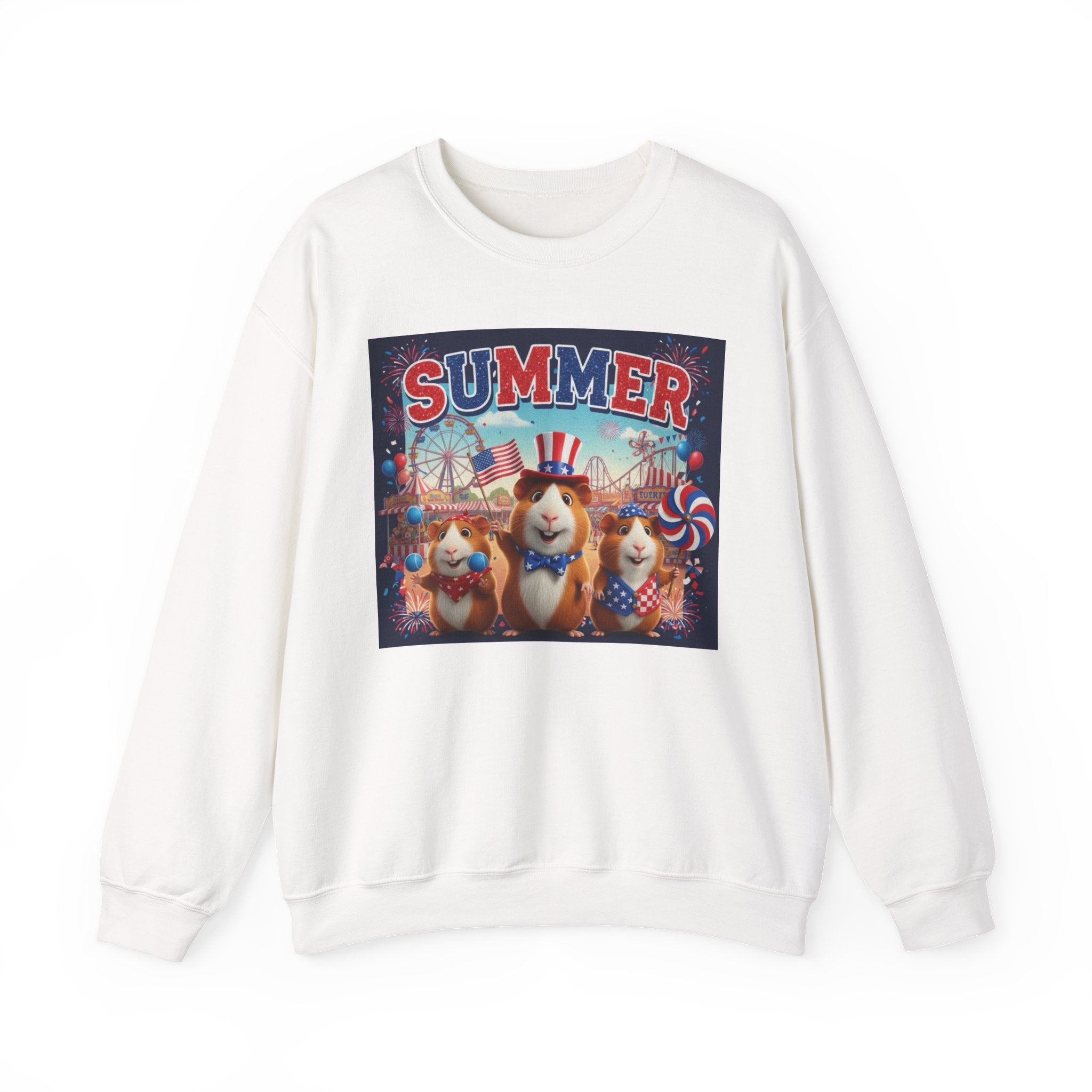 Guinea Pigs Patriotic Summer Fair Sweatshirt | Cute 4th of July Crewneck Graphic