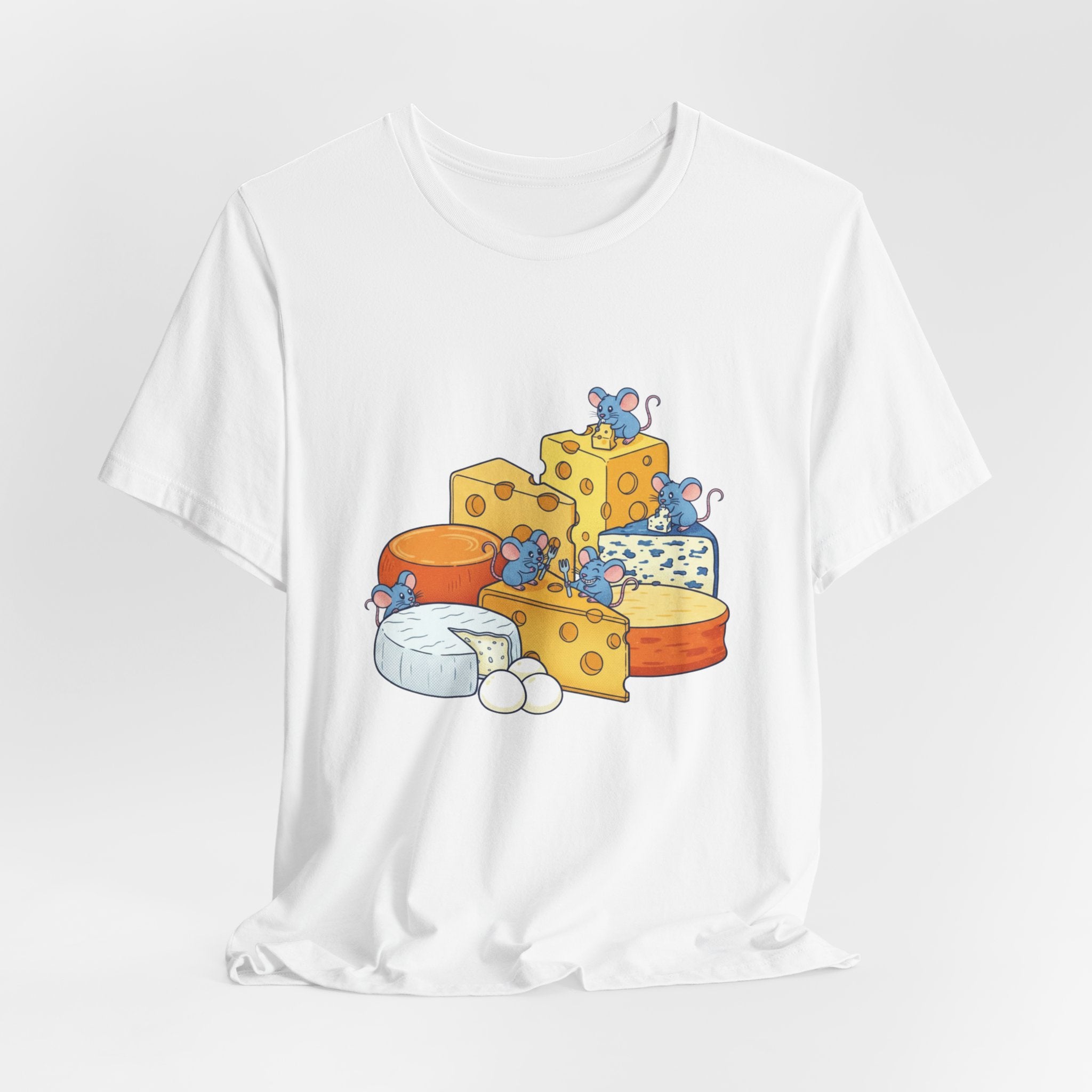 Cheese Platter T-Shirt — Cute Mice & Assorted Cheeses Tee