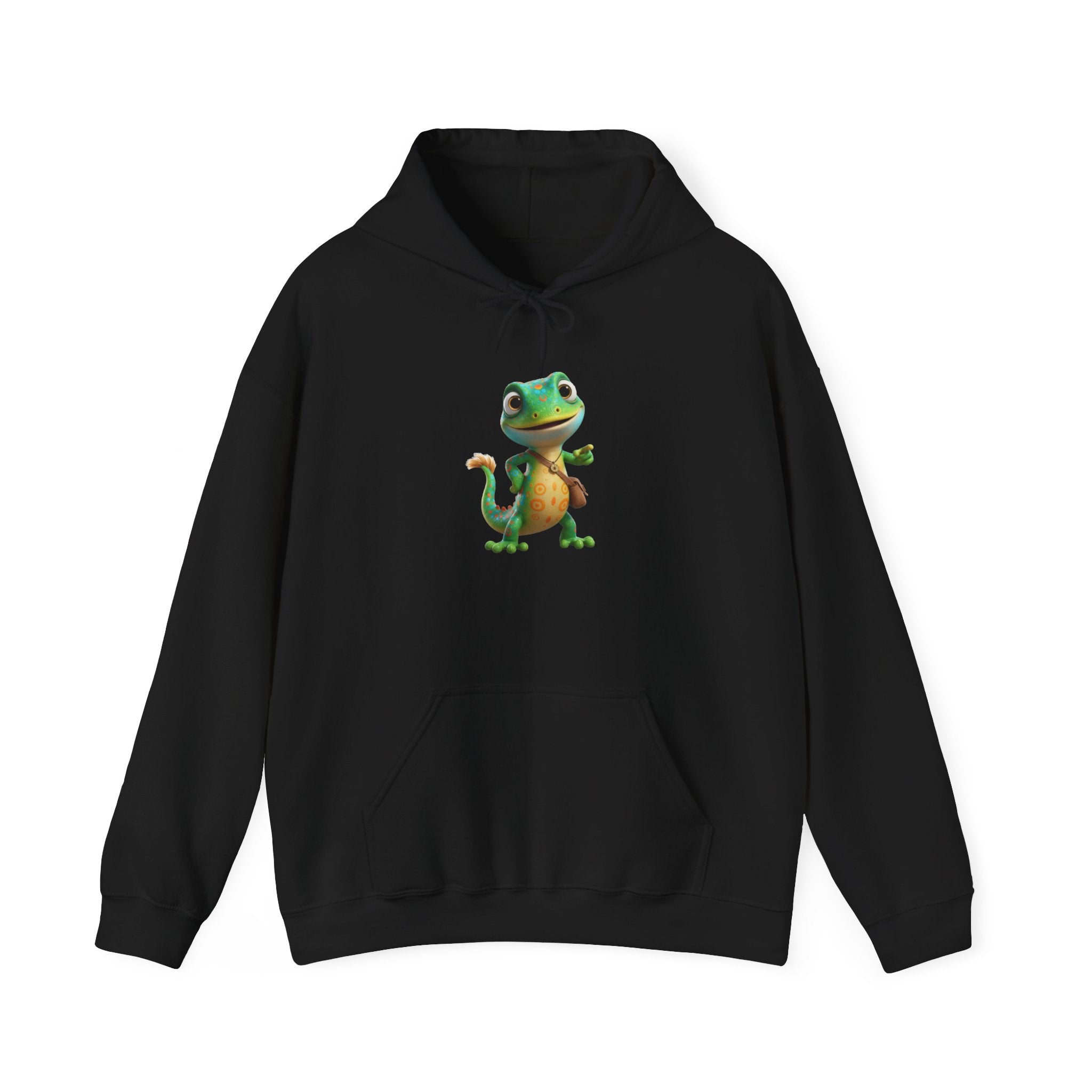 Cute Cartoon Gecko Hoodie — Playful Lizard Graphic Pullover