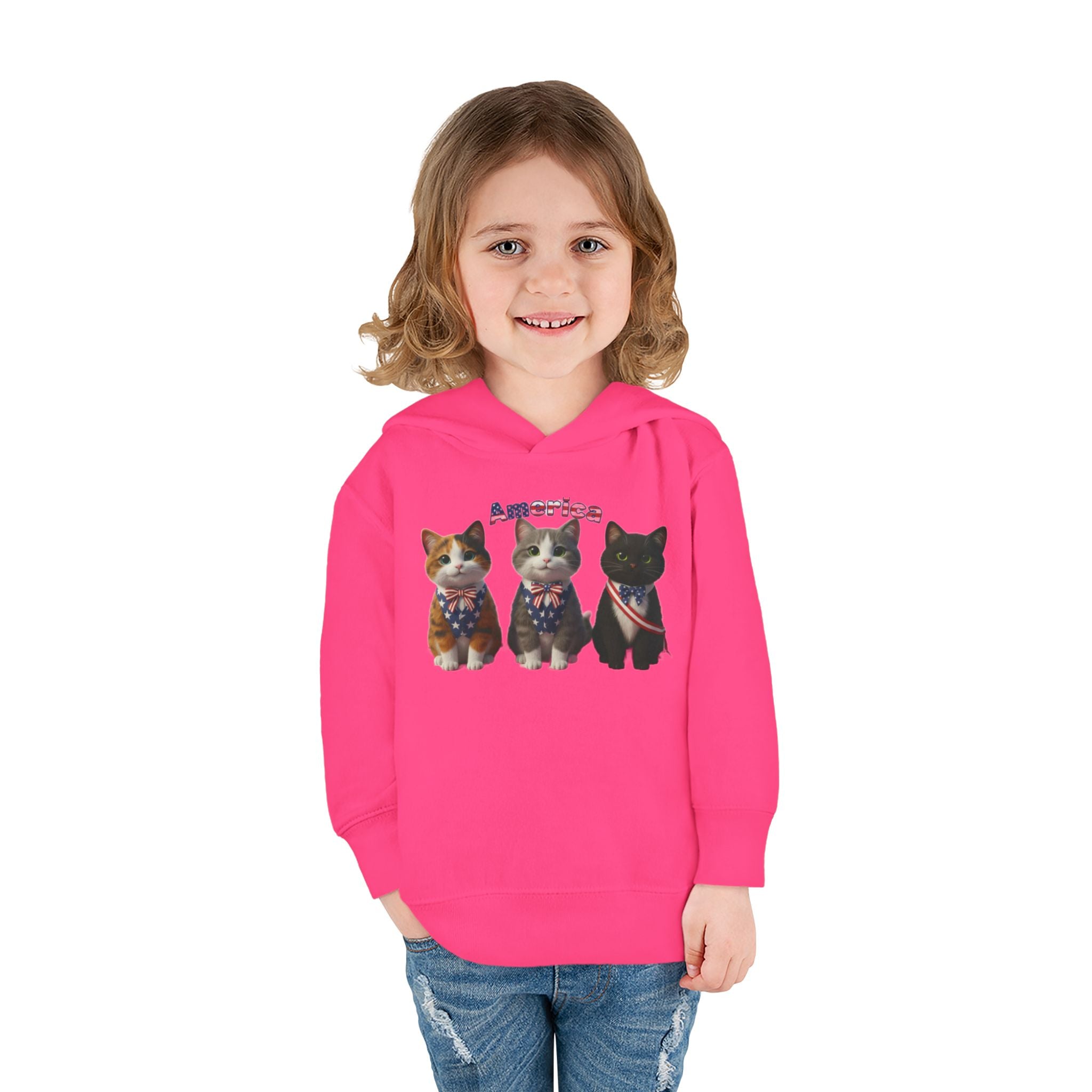 Kitties Toddler Hoodie — Patriotic Kittens "America" Fleece Pullover