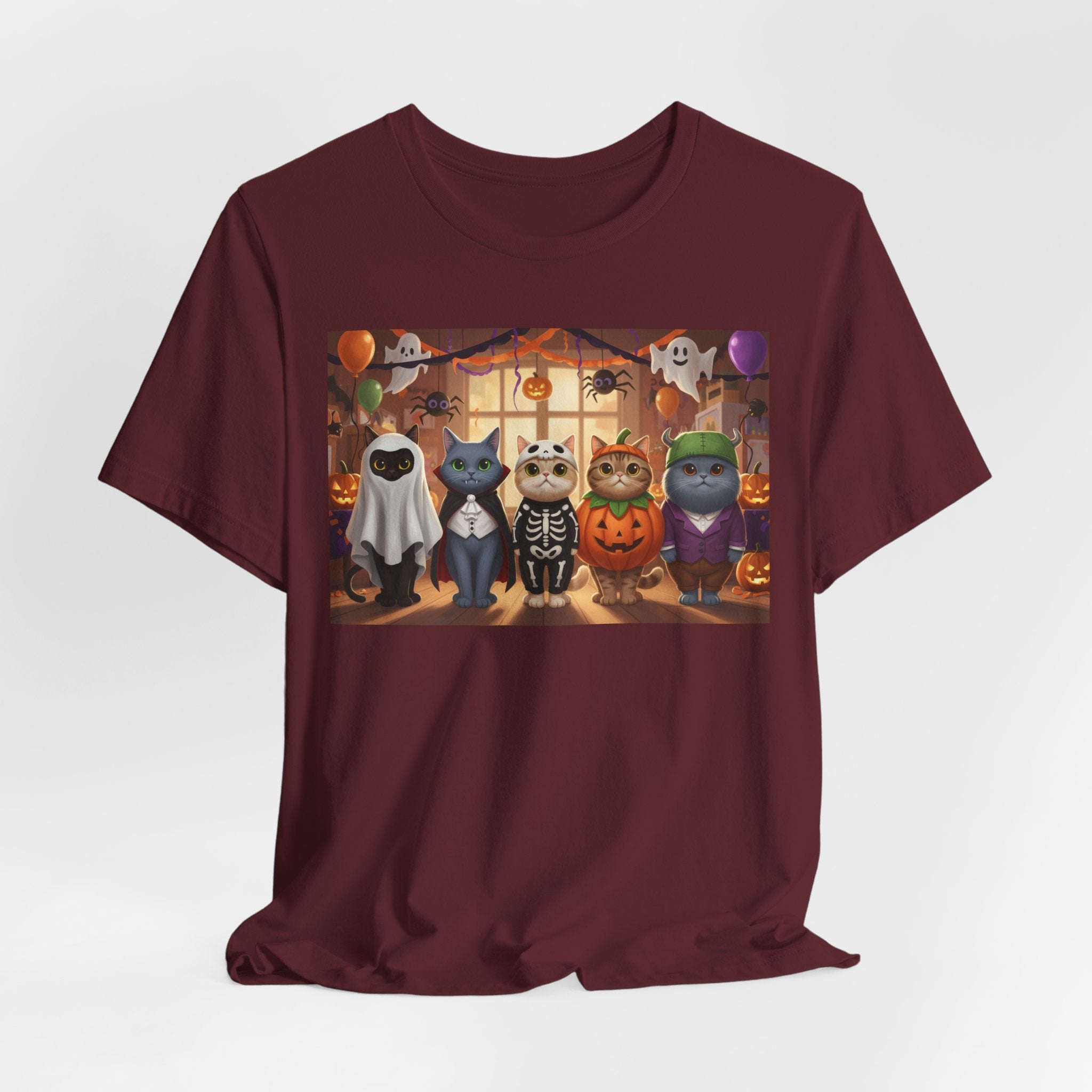 Cats Halloween Costume Tee — Cute Kittens in Pumpkin, Skeleton & Ghost Costumes