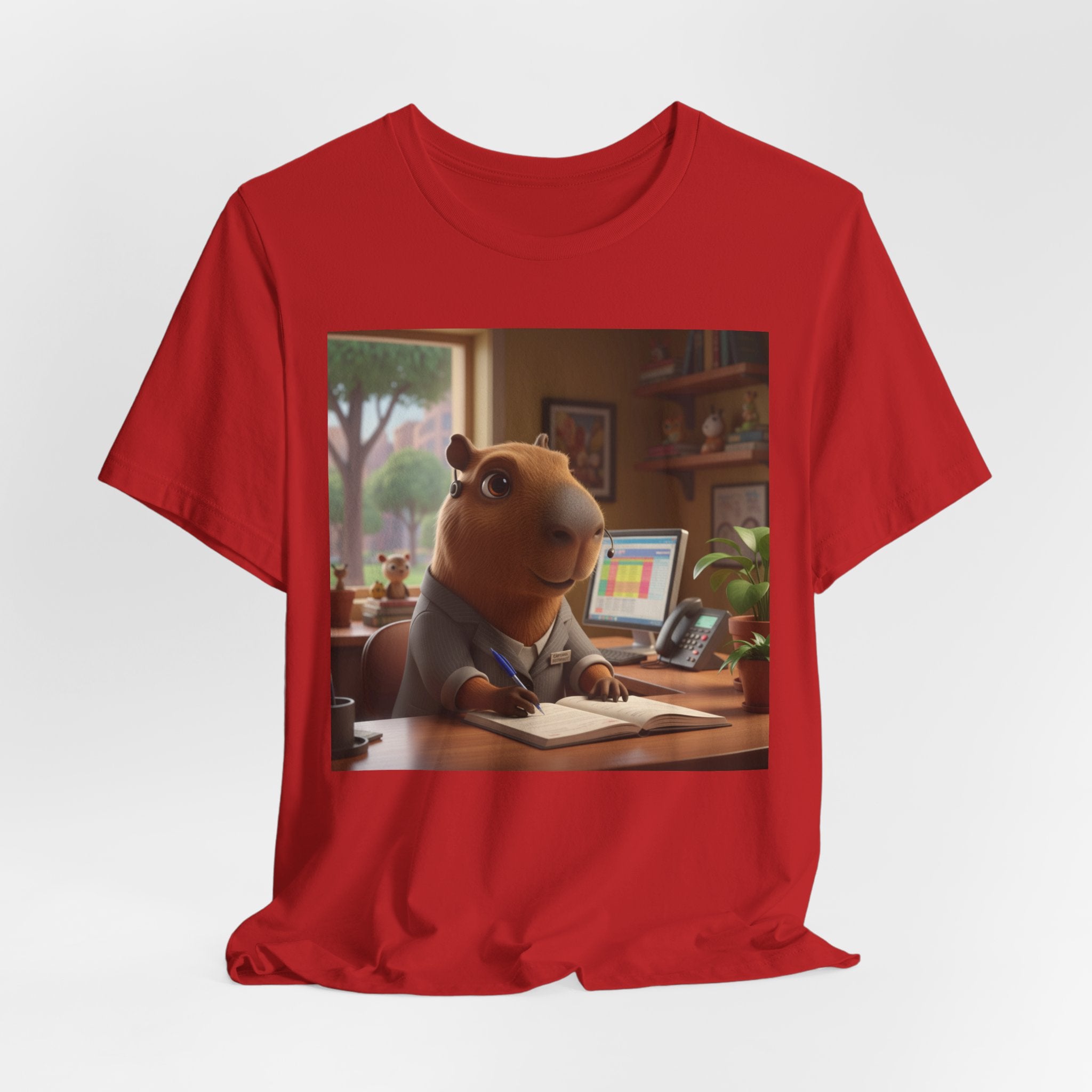 Capybara Receptionist — Cute Capybara Office Animal Illustration T-Shirt