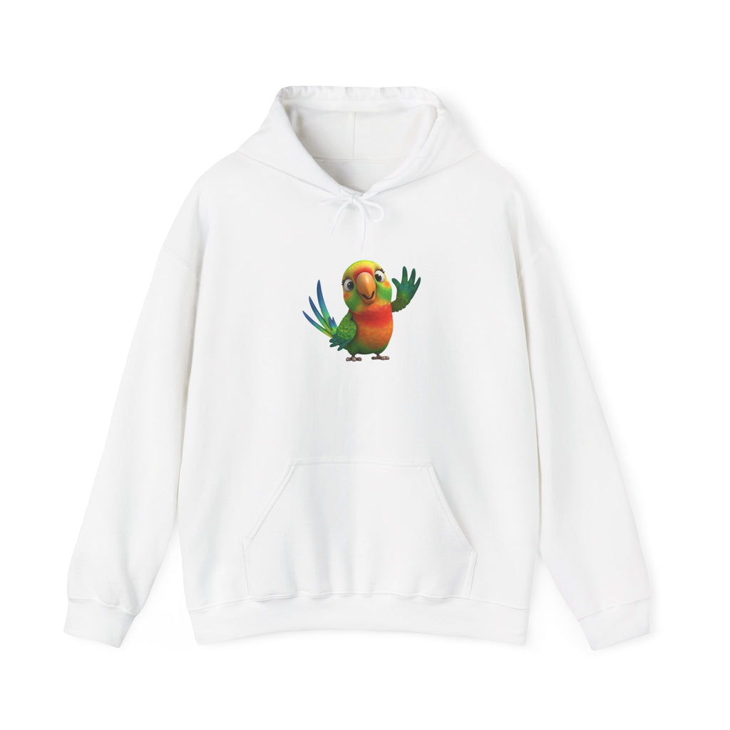 Colorful Parrot Hoodie — Cute Waving Bird Graphic Pullover