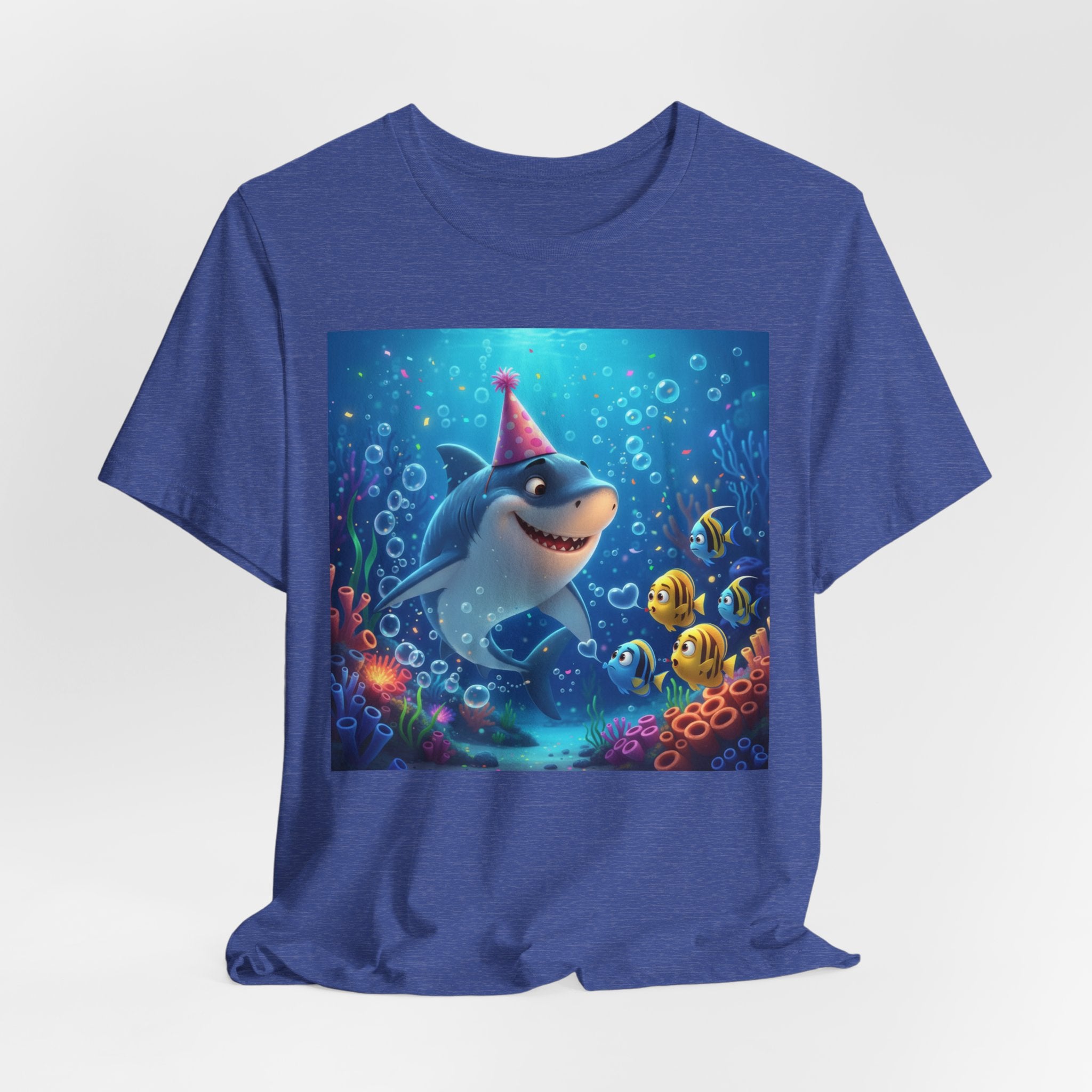 Shark Birthday Party Tee — Cute Shark with Party Hat Kids Graphic T-Shirt