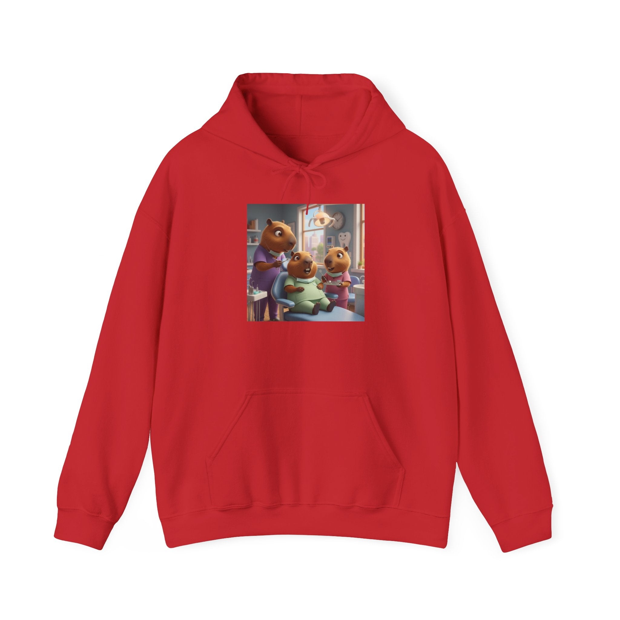 Capybara Dentist Scene Hoodie — Cute Animal Dental Pullover