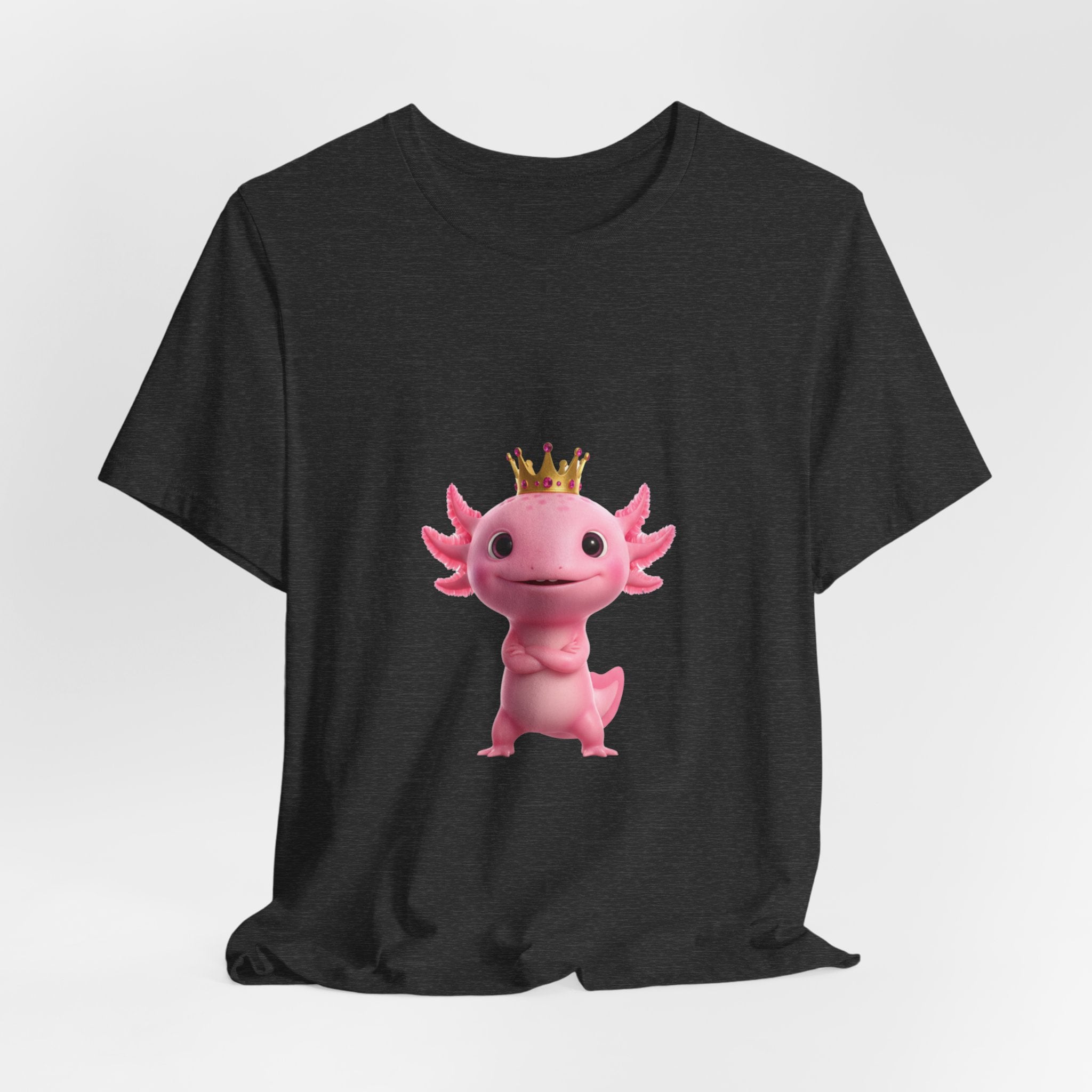 Axolotl King T-Shirt — Cute Pink Axolotl with Crown Tee