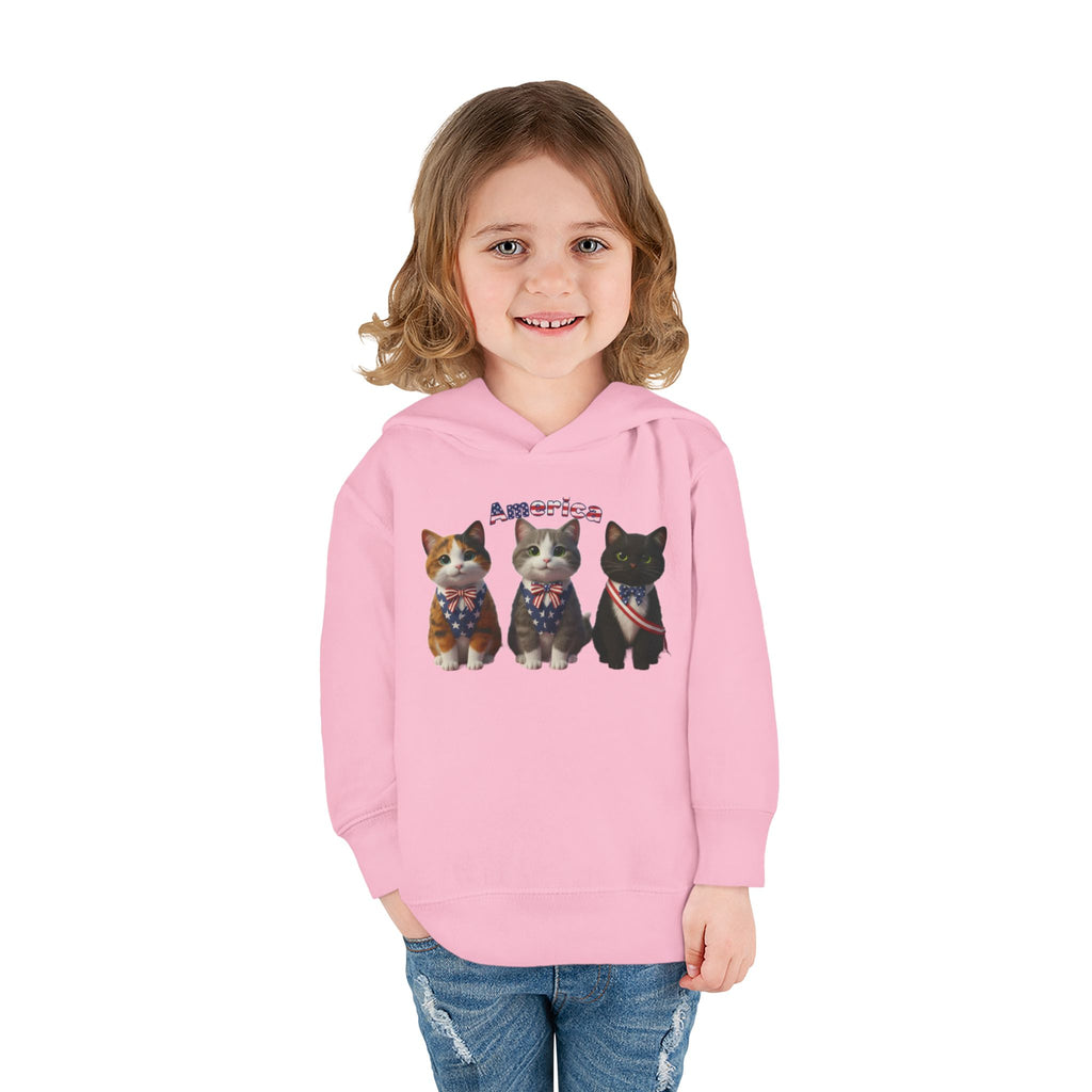 Kitties Toddler Hoodie — Patriotic Kittens "America" Fleece Pullover