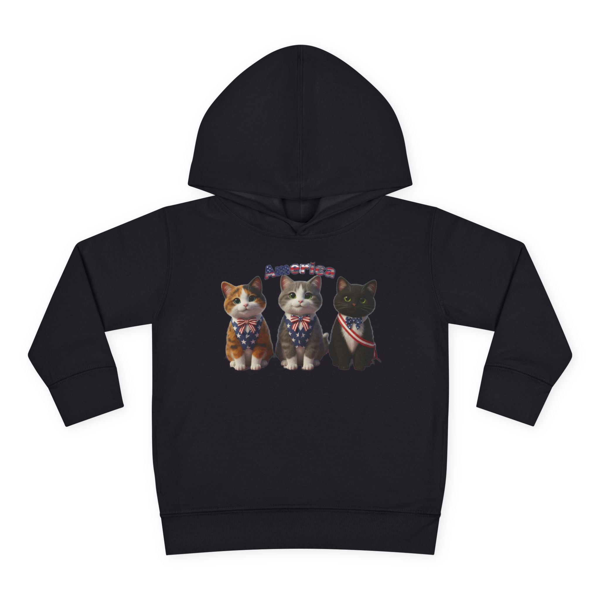 Kitties Toddler Hoodie — Patriotic Kittens "America" Fleece Pullover