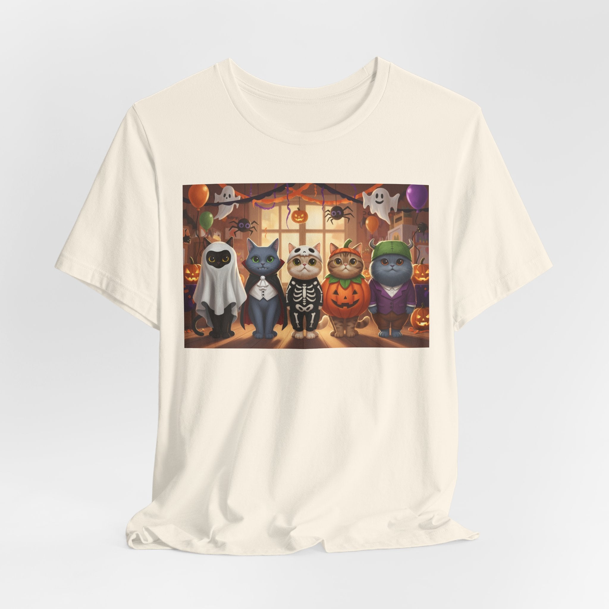 Cats Halloween Costume Tee — Cute Kittens in Pumpkin, Skeleton & Ghost Costumes