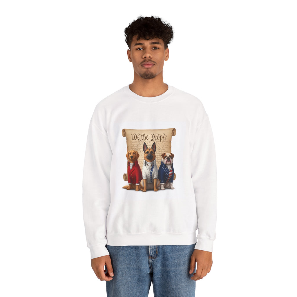 Patriotic Crewneck Sweatshirt — 'We the People' Dogs Graphic