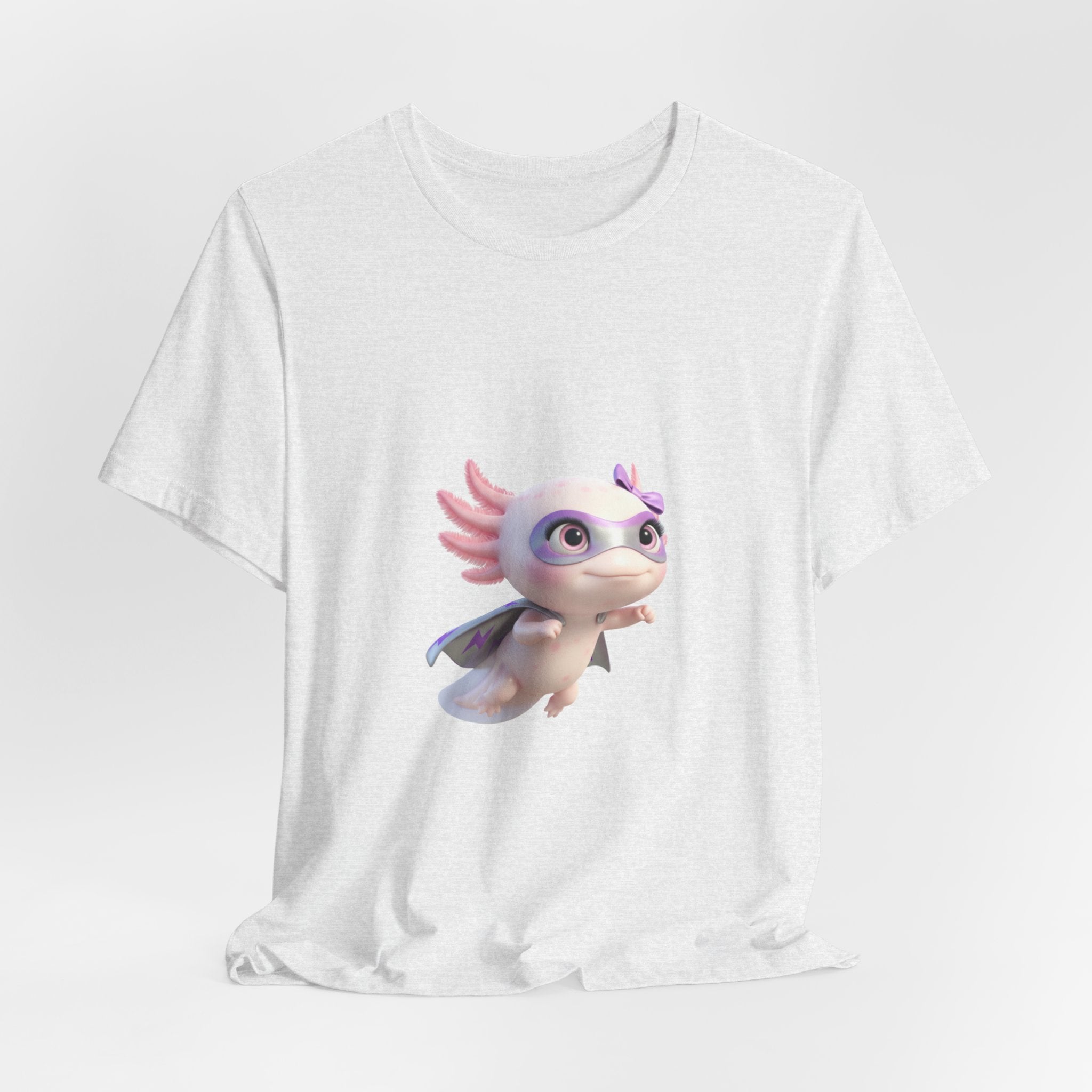 Axolotl Superhero Tee — Pastel Flying Axolotl Graphic Shirt