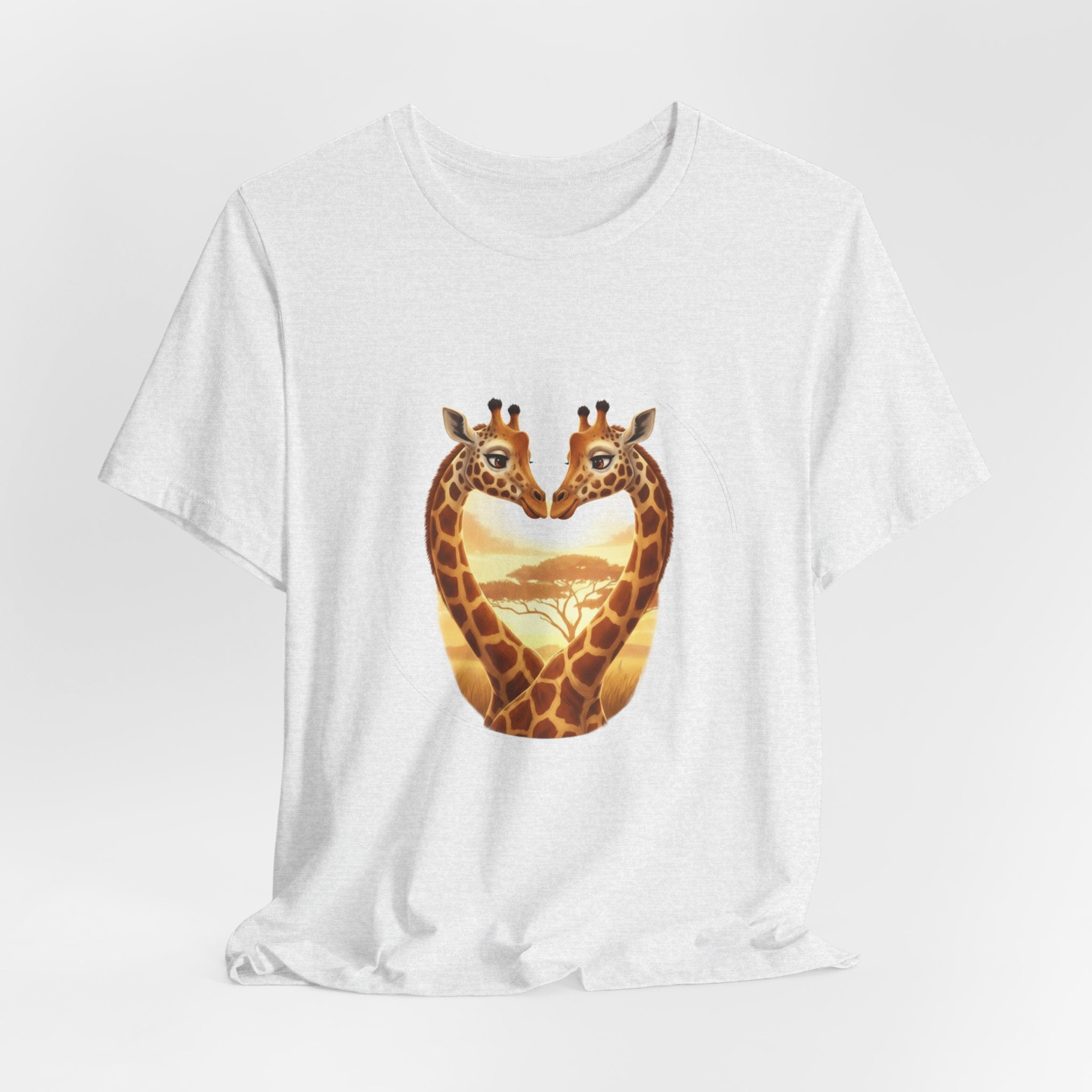 Giraffe Heart Tee — Sunset Safari Animal Graphic Shirt