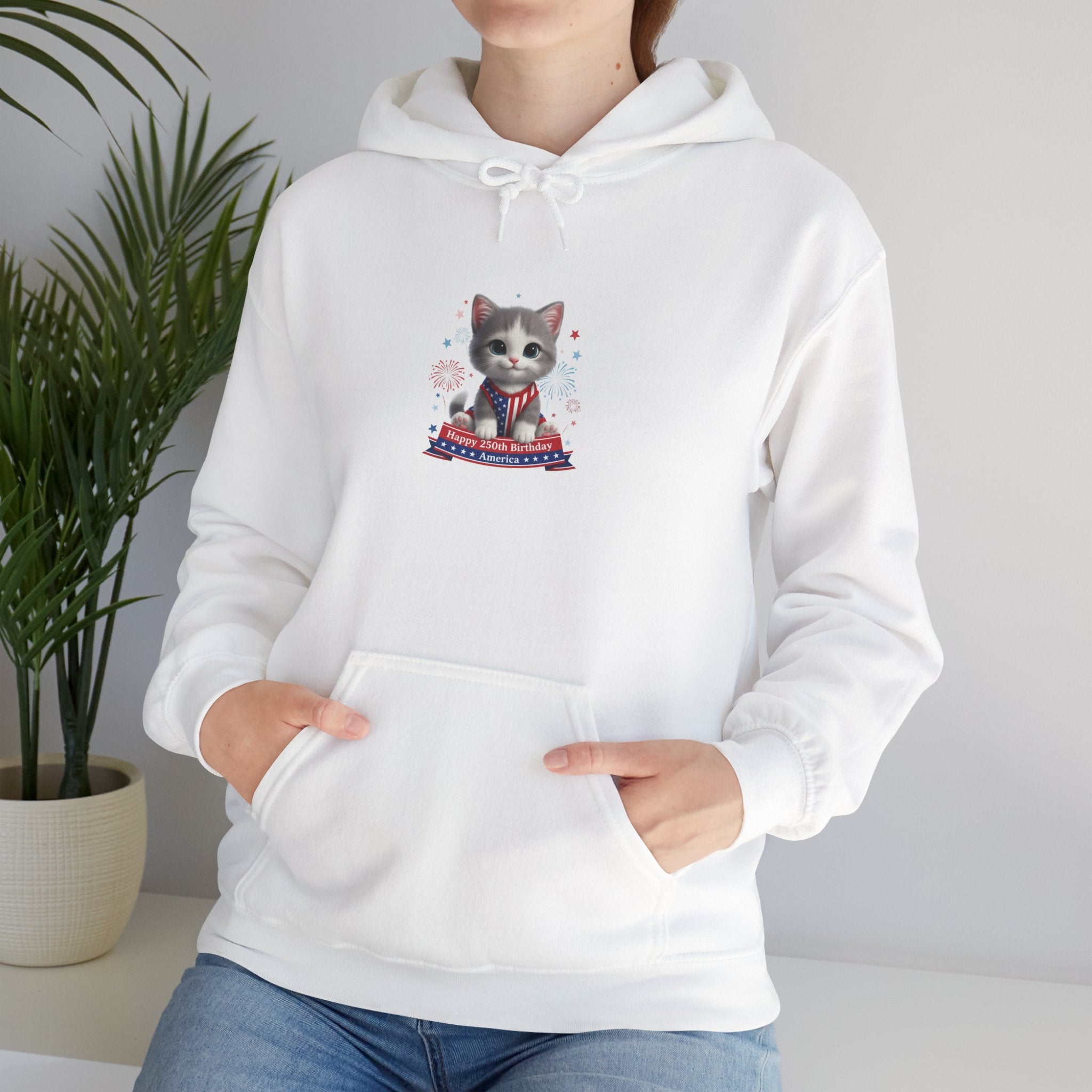 Kitten Hoodie — Cute Cat in Sweater Patriotic Graphic