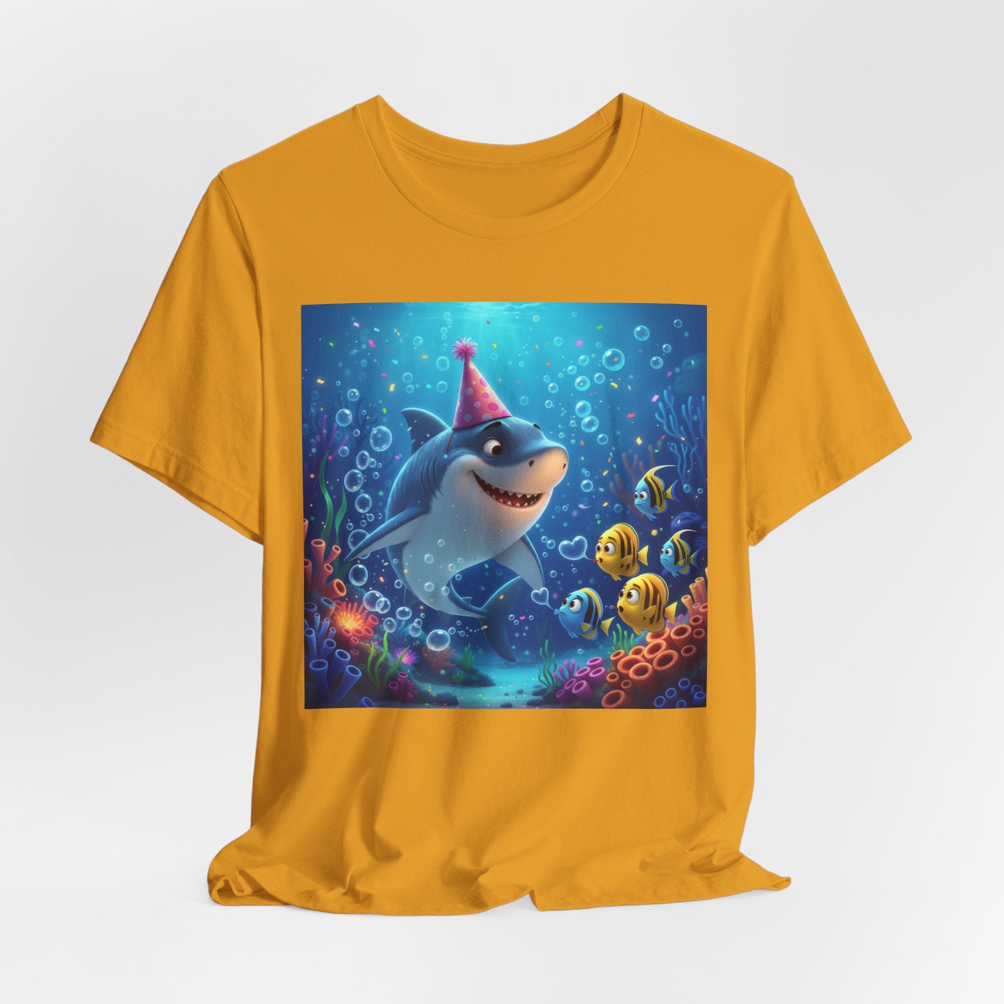 Shark Birthday Party Tee — Cute Shark with Party Hat Kids Graphic T-Shirt