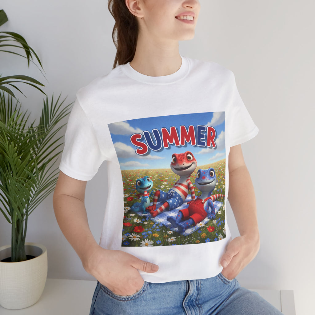 Lizard Family Summer Graphic T‑Shirt – Cute Cartoon Beach Tee