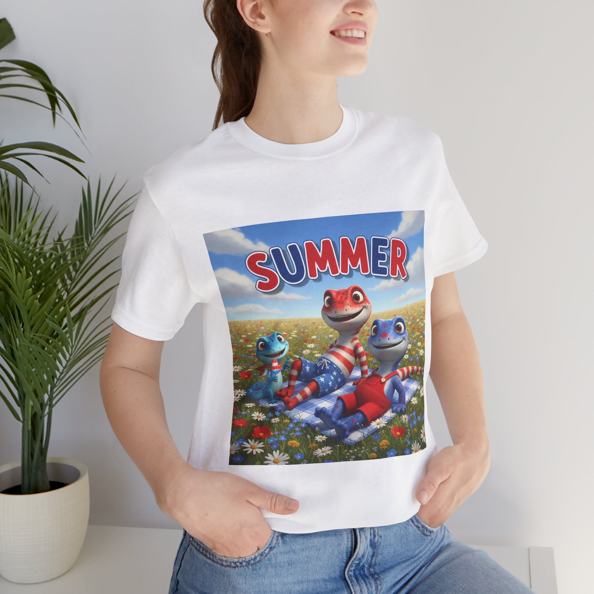 Lizard Family Summer Graphic T‑Shirt – Cute Cartoon Beach Tee