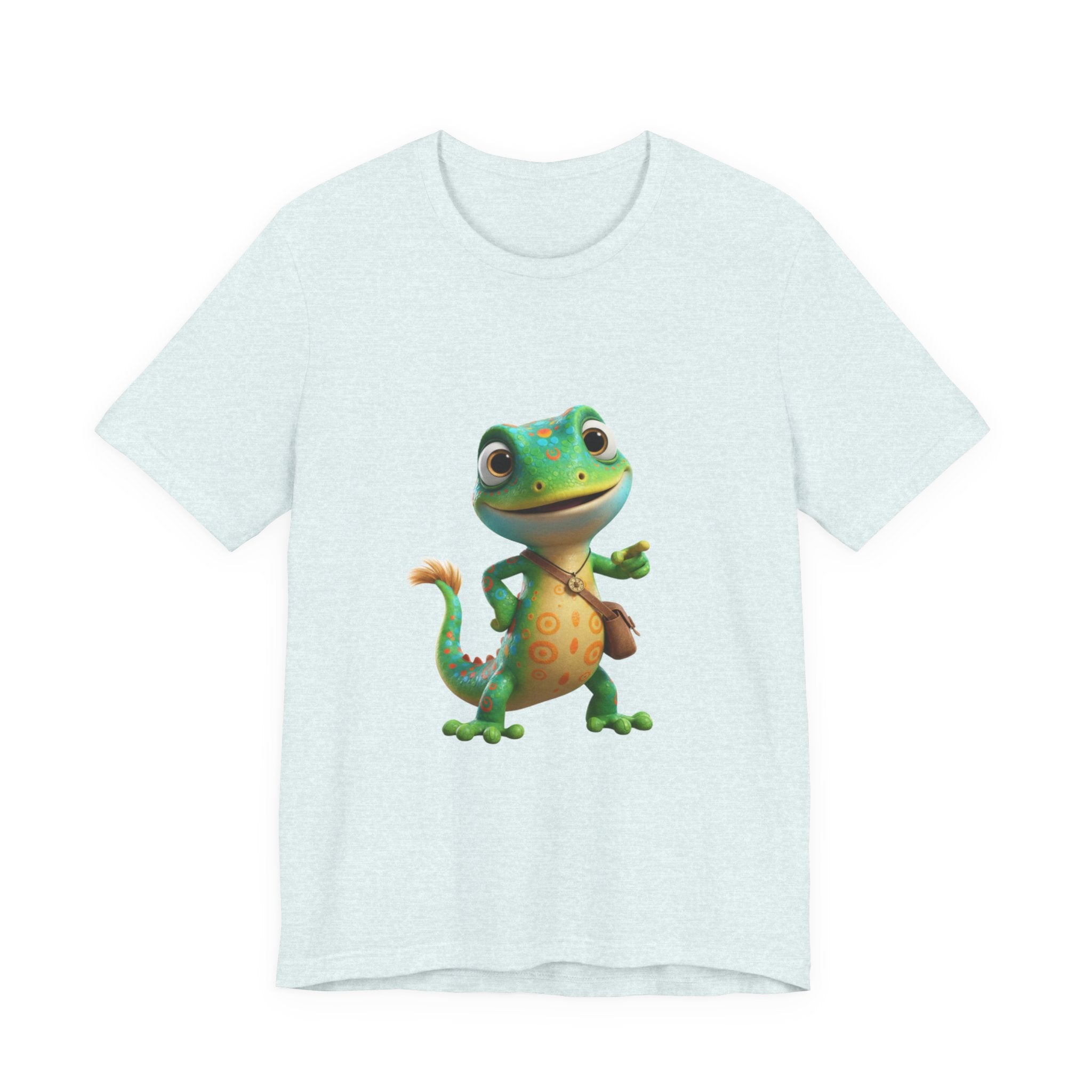 Cute Cartoon Gecko T‑Shirt — Friendly Green Lizard Graphic Tee