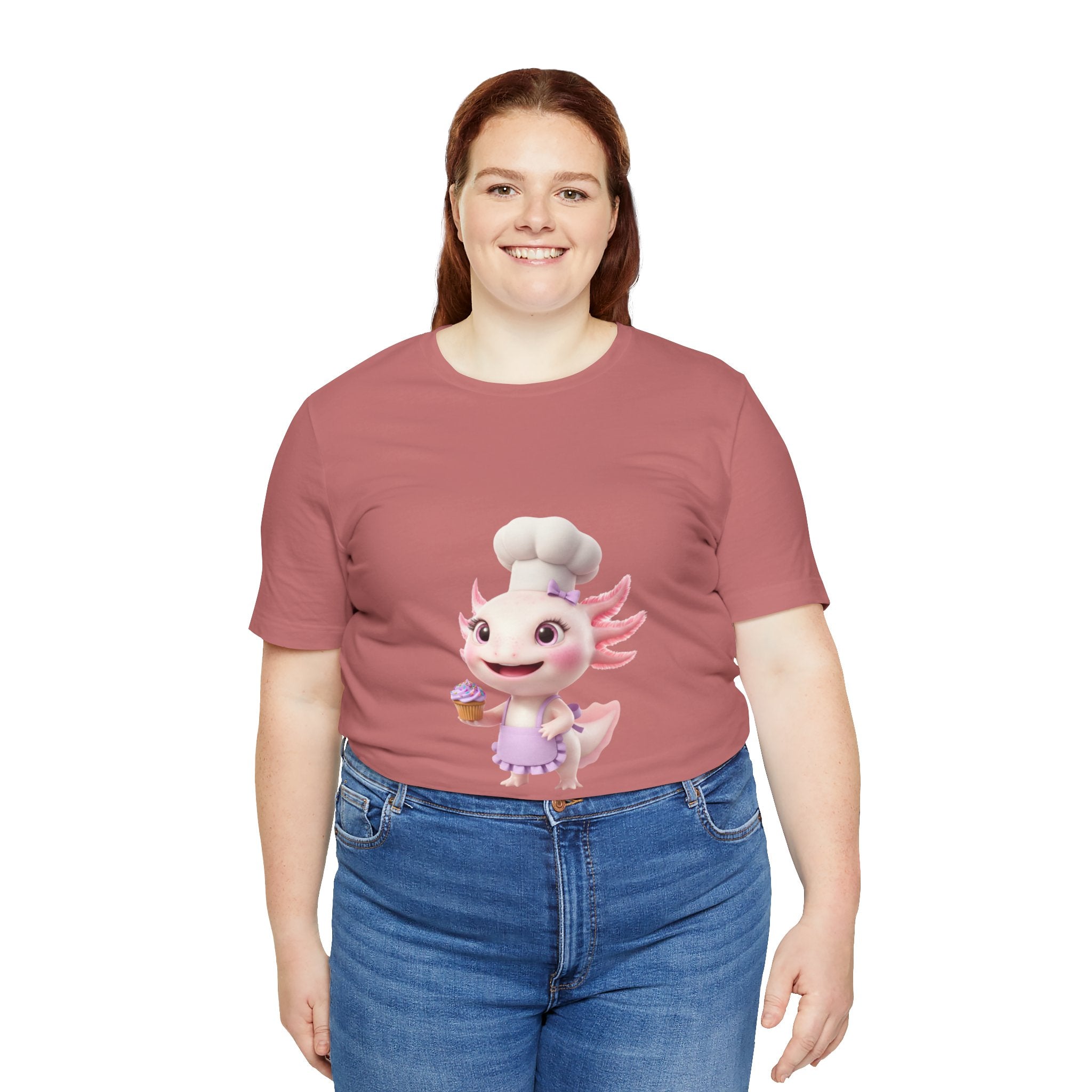 Axolotl Chef Girl T-Shirt — Cute Baking Cartoon Tee for Kids & Fans