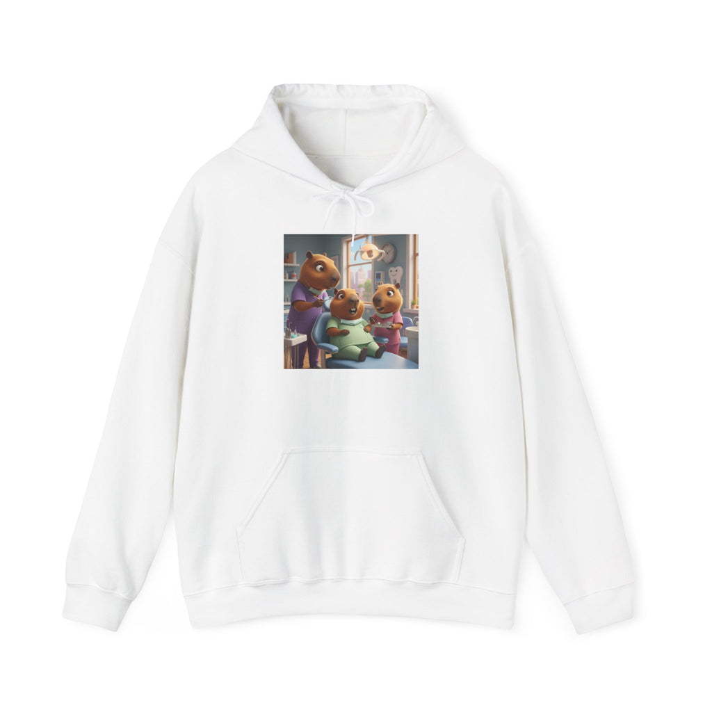 Capybara Dentist Scene Hoodie — Cute Animal Dental Pullover