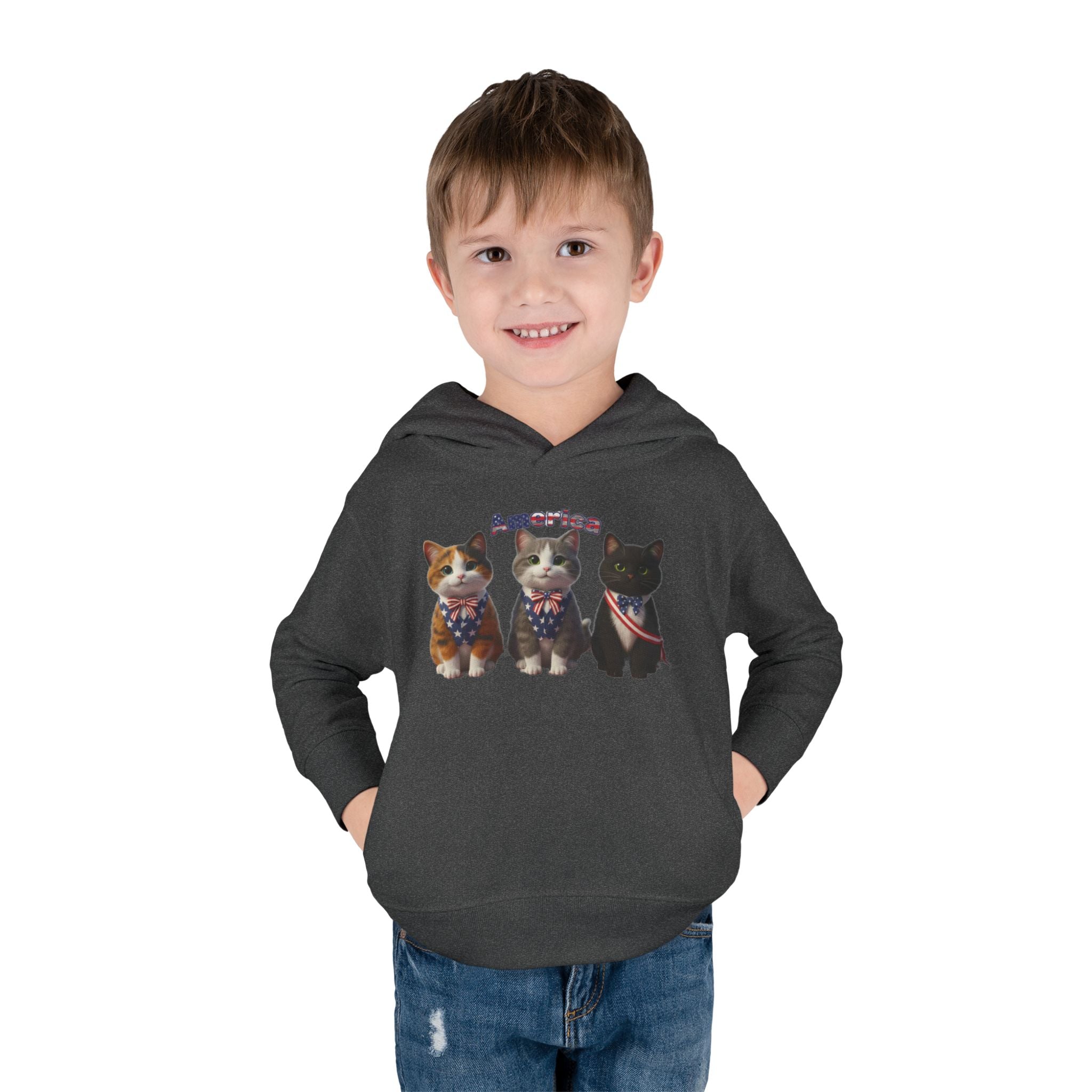 Kitties Toddler Hoodie — Patriotic Kittens "America" Fleece Pullover