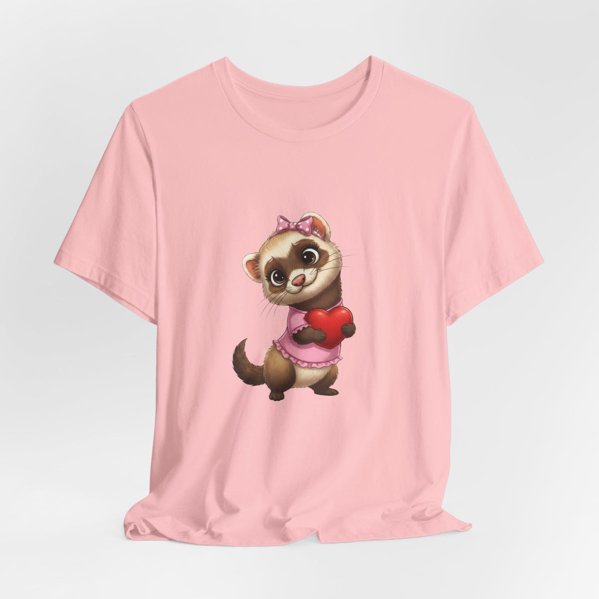 Ferret Holding Heart Tee — Valentine’s Day Kids & Women’s Graphic Shirt