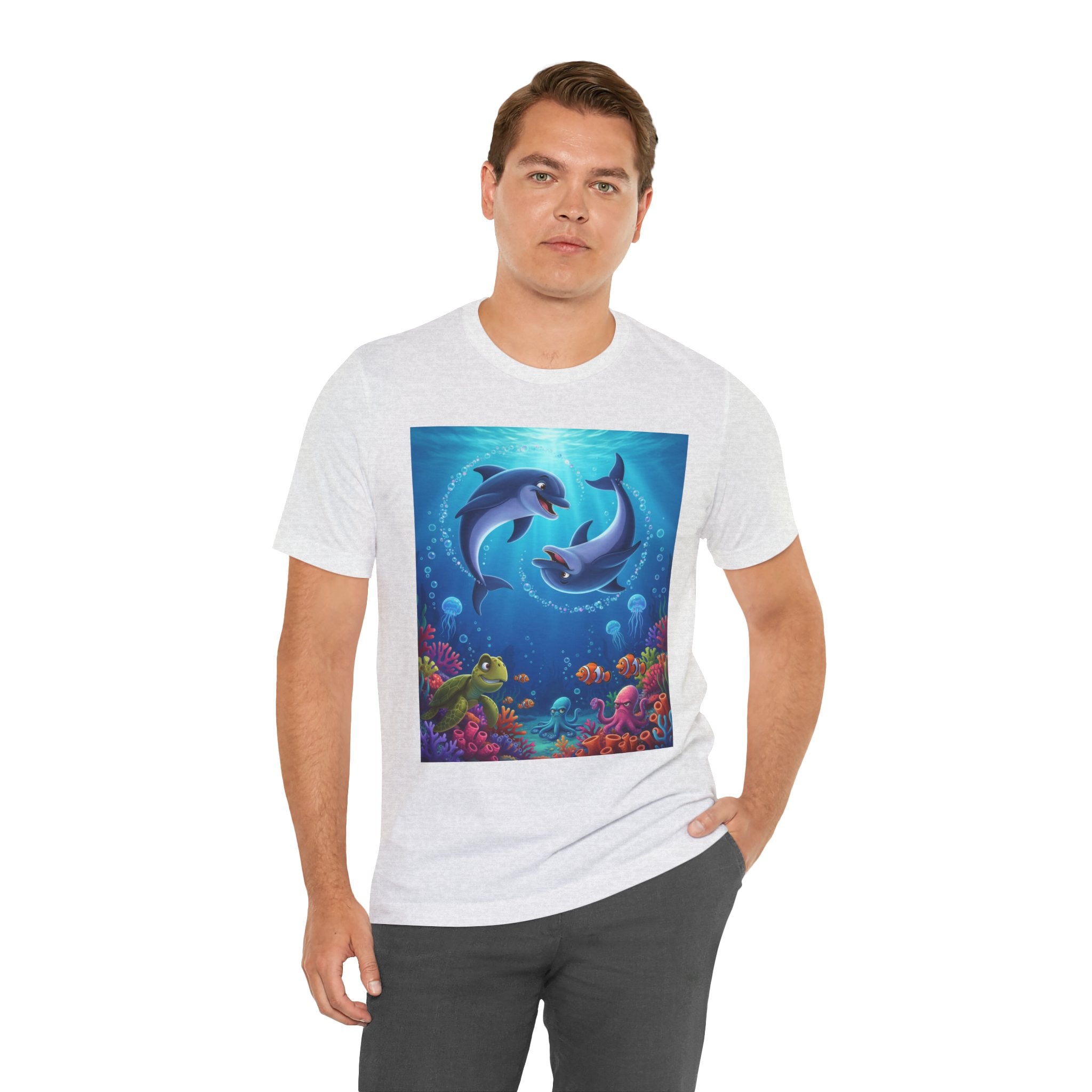 Dolphin Underwater Scene T-Shirt — Playful Ocean Wildlife Tee
