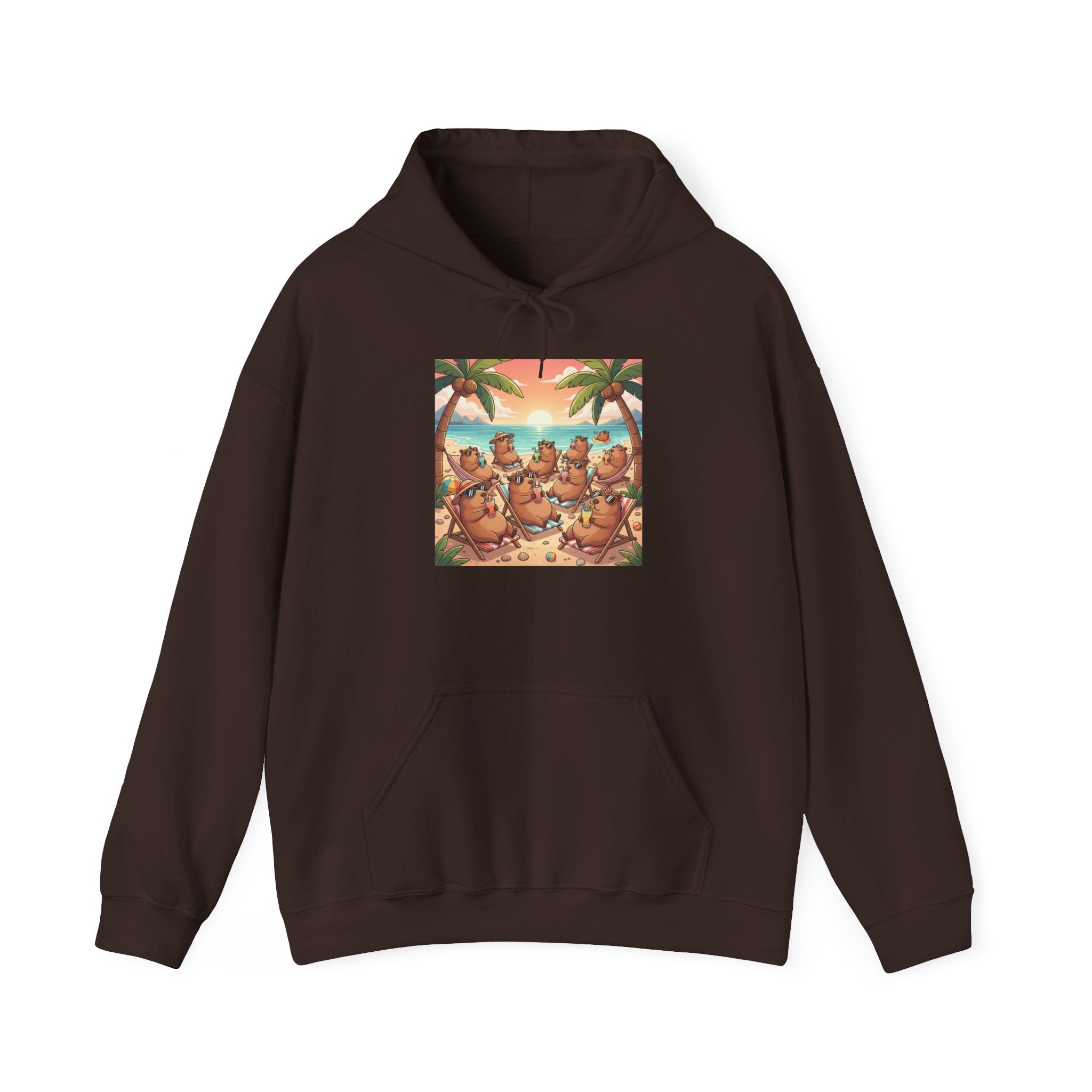 Capybaras on the Beach Hoodie — Tropical Beach Party Pullover