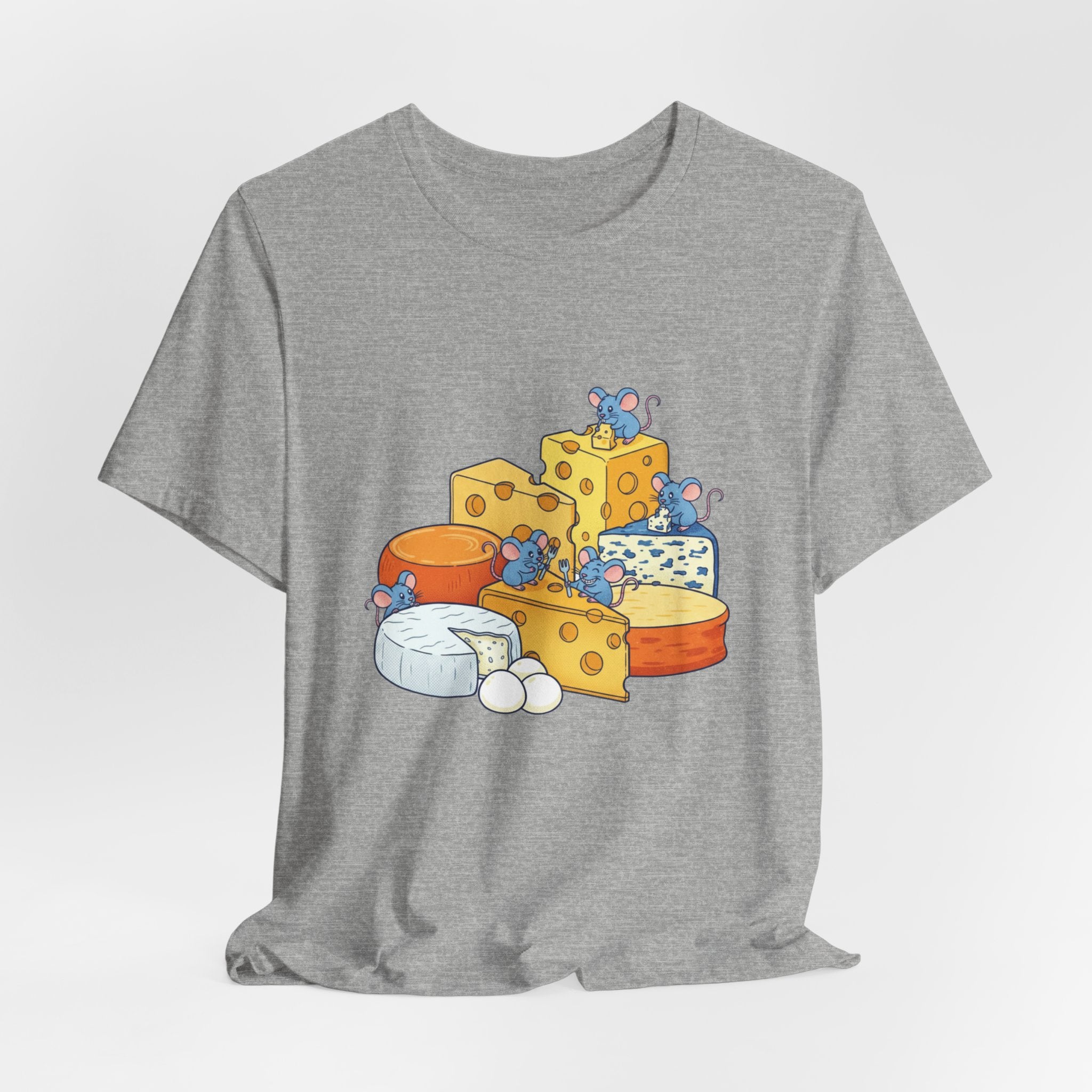 Cheese Platter T-Shirt — Cute Mice & Assorted Cheeses Tee