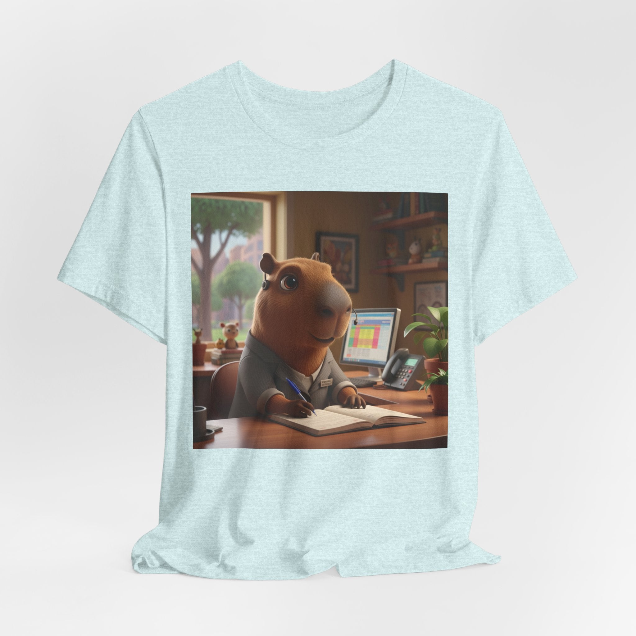 Capybara Receptionist — Cute Capybara Office Animal Illustration T-Shirt