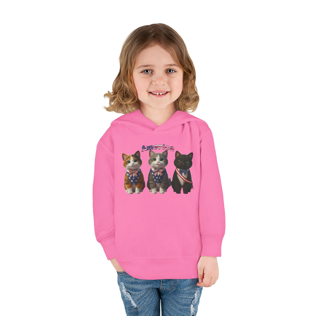 Kitties Toddler Hoodie — Patriotic Kittens "America" Fleece Pullover