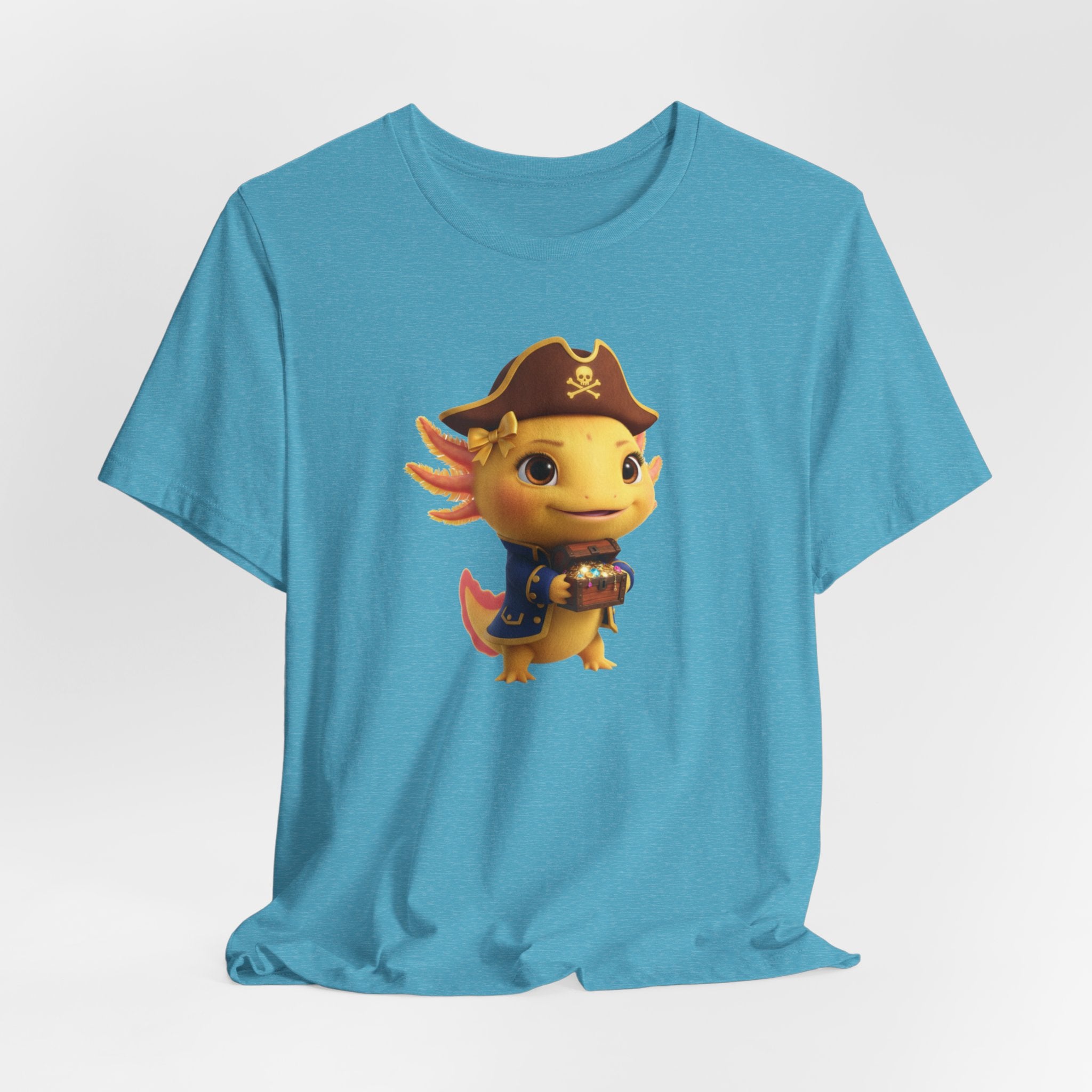 Axolotl Pirate Girl Tee — Cute Pirate Axolotl Graphic T-Shirt for Kids & Fans