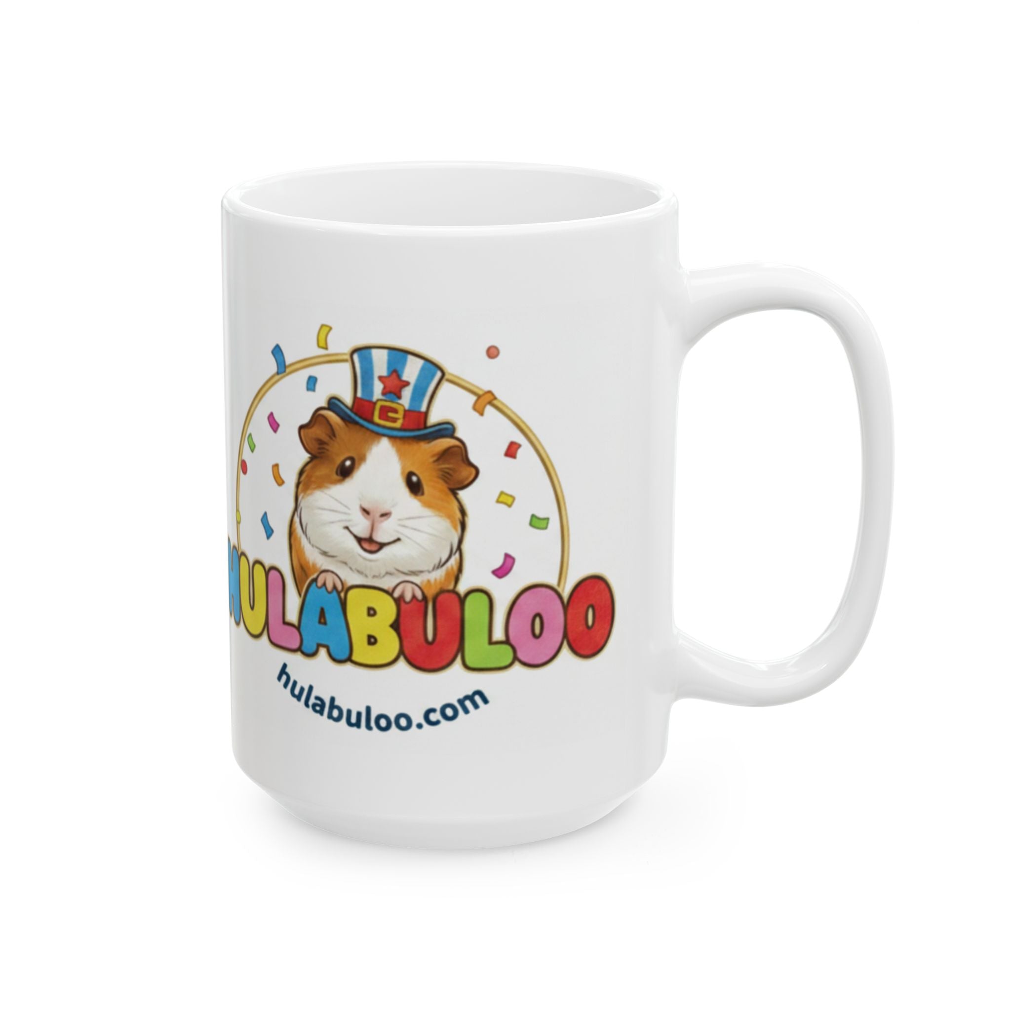Hulabuloo Guinea Pig Mug — 2-Sided Logo Ceramic Coffee Cup (11oz, 15oz)