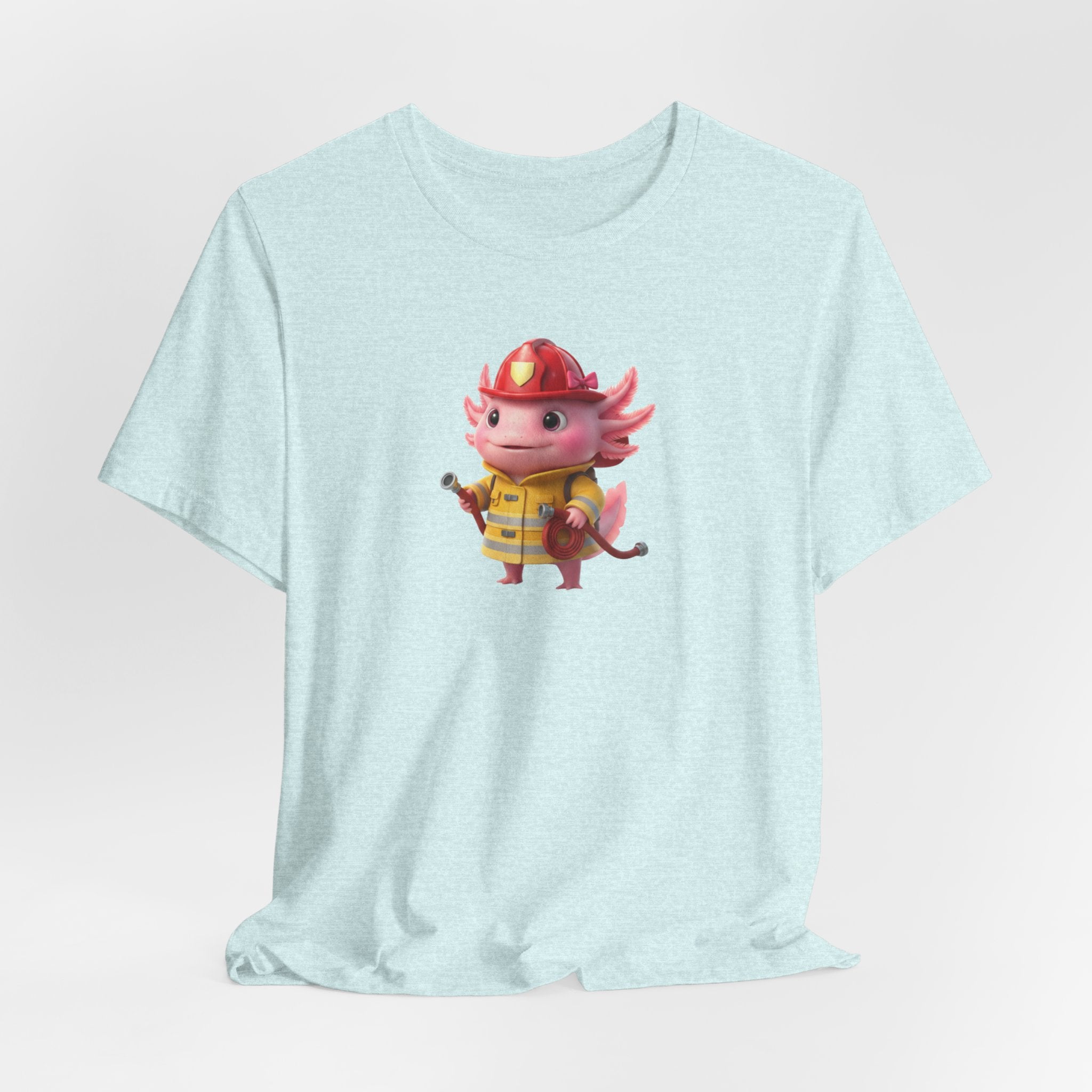 Axolotl Firefighter Girl T-Shirt — Cute Kid’s Firefighter Axolotl Graphic Tee