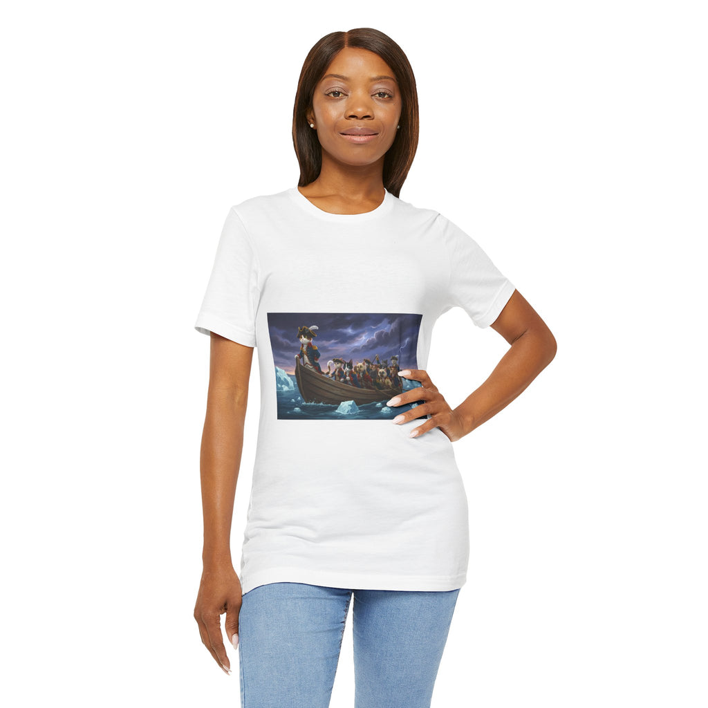 Washington Kitty Crosses the Delaware- T Shirt Comical Shirt
