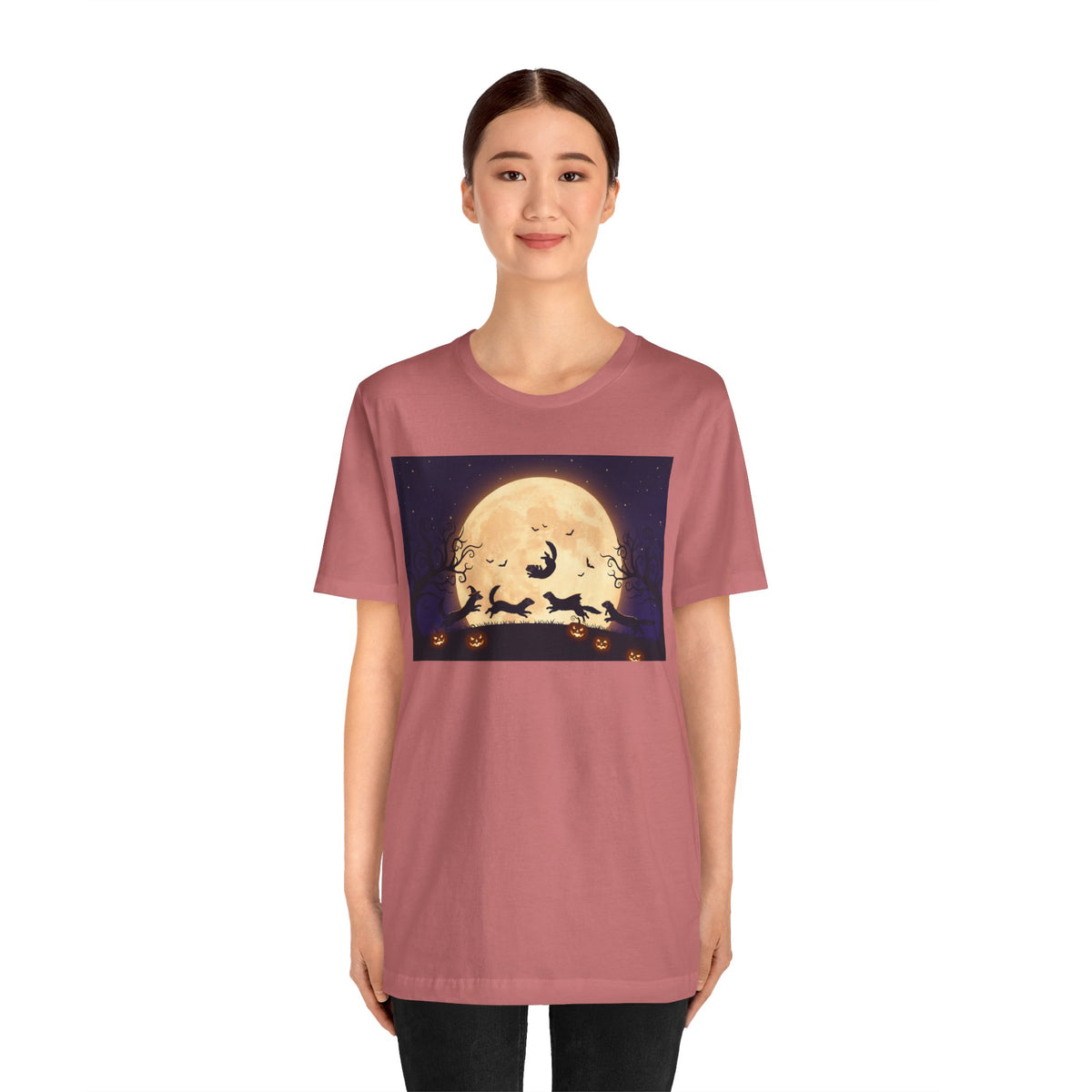 Ferrets Halloween Moon T‑Shirt — Spooky Full Moon Pumpkin Night Tee