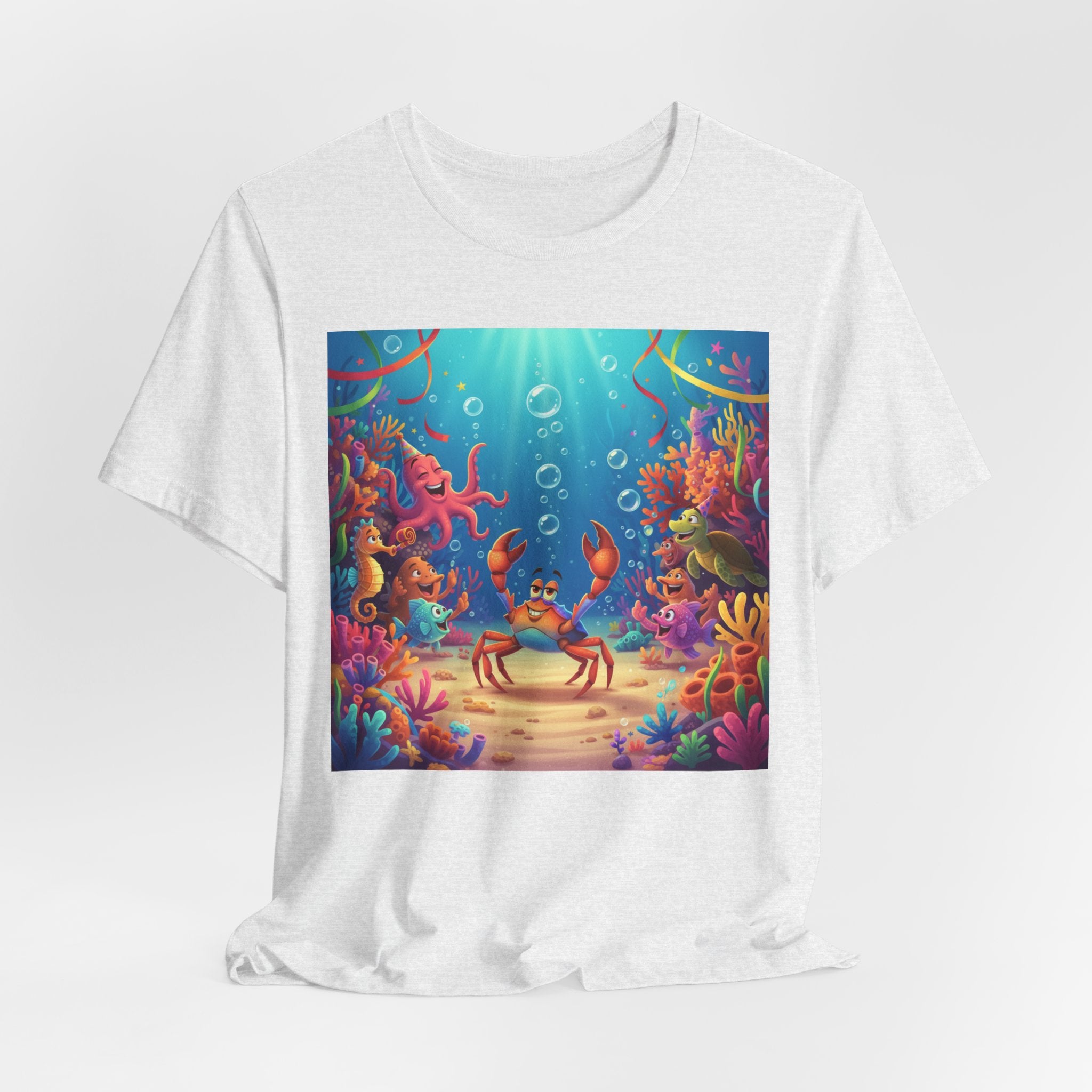 Sea Underwater Crab Cartoon T-Shirt — Colorful Ocean Life Kids Tee