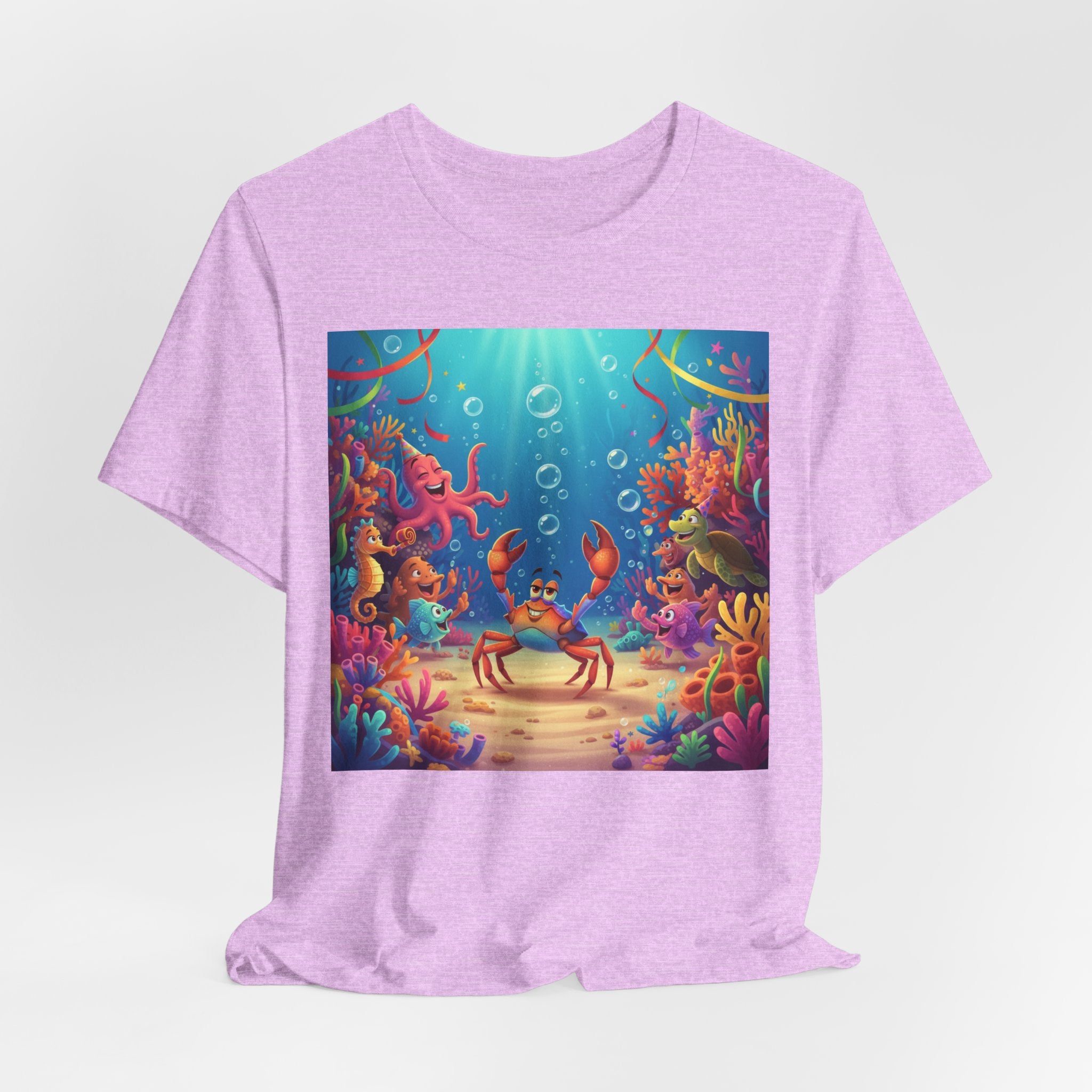 Sea Underwater Crab Cartoon T-Shirt — Colorful Ocean Life Kids Tee