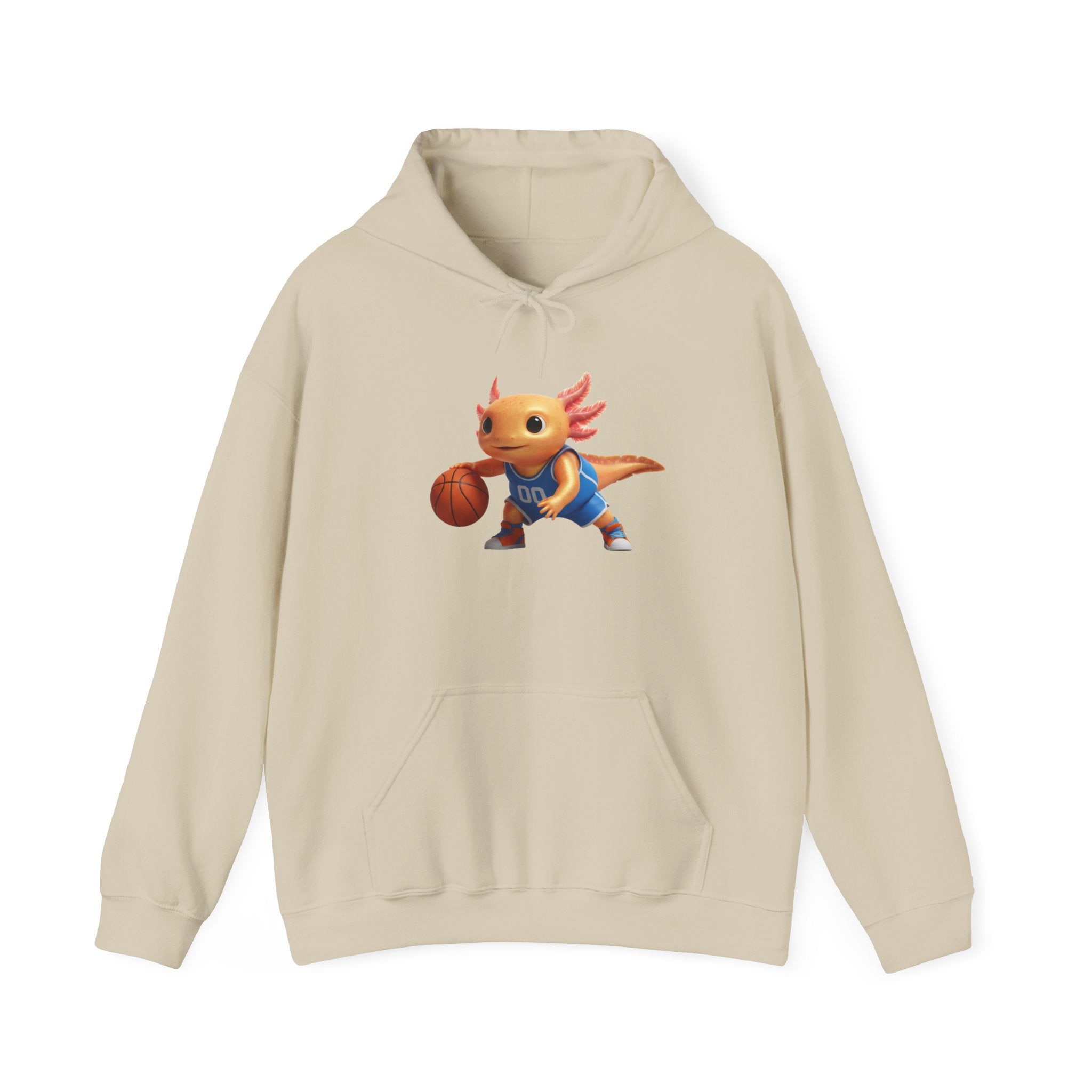 Axolotl Basketball Hoodie — Cute Axolotl Dribbling Graphic Sweatshirt
