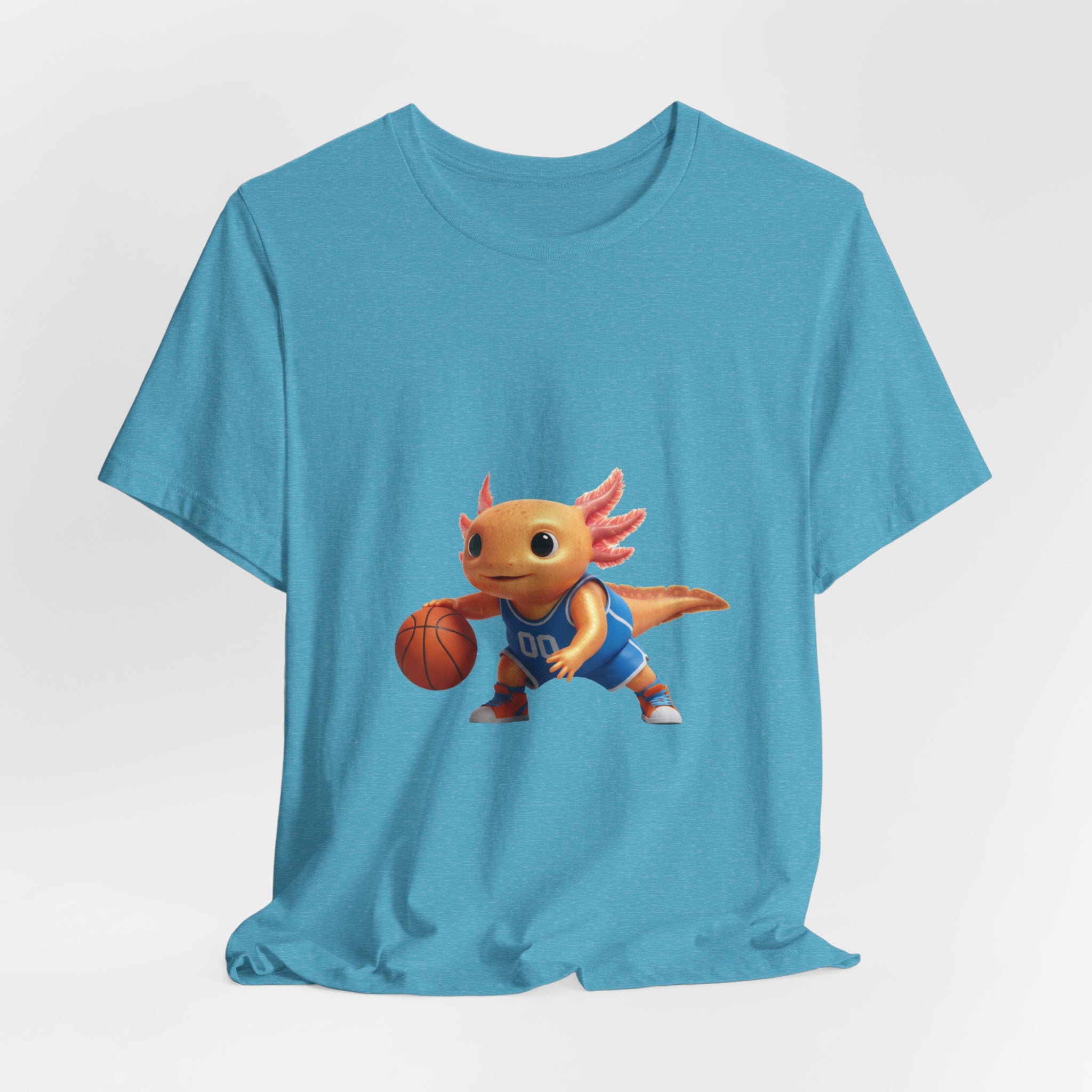 Axolotl Basketball Tee — Cute Axolotl Dribbling Graphic T-Shirt