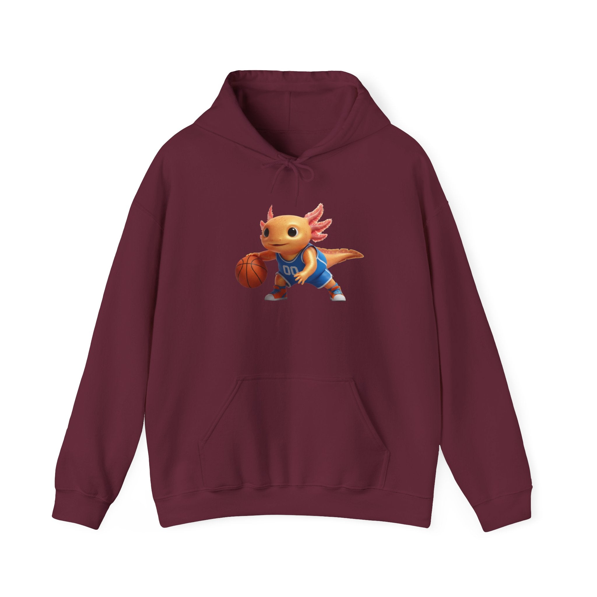 Axolotl Basketball Hoodie — Cute Axolotl Dribbling Graphic Sweatshirt