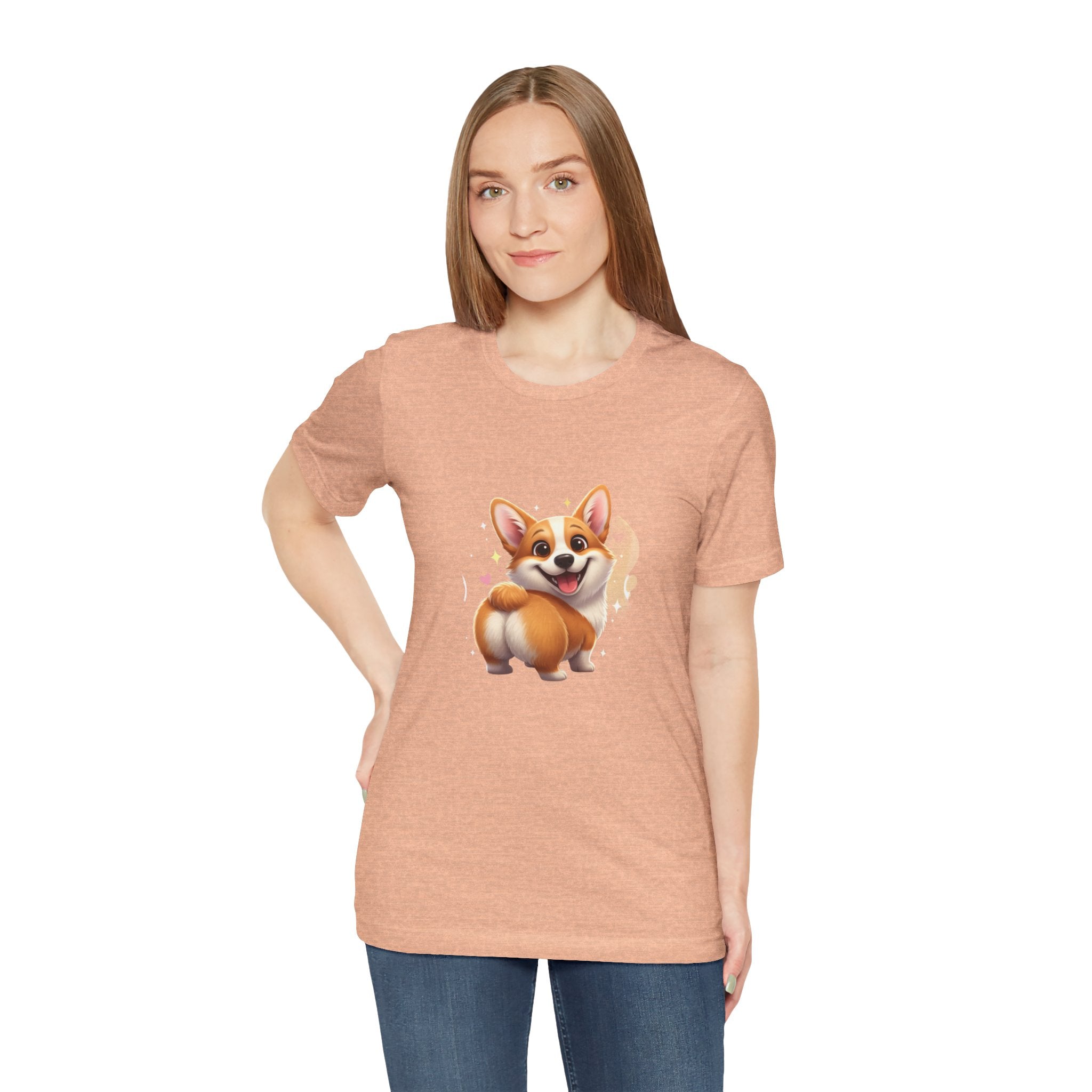 Cute Smiling Corgi T-Shirt — Adorable Cartoon Dog Tee for Pet Lovers