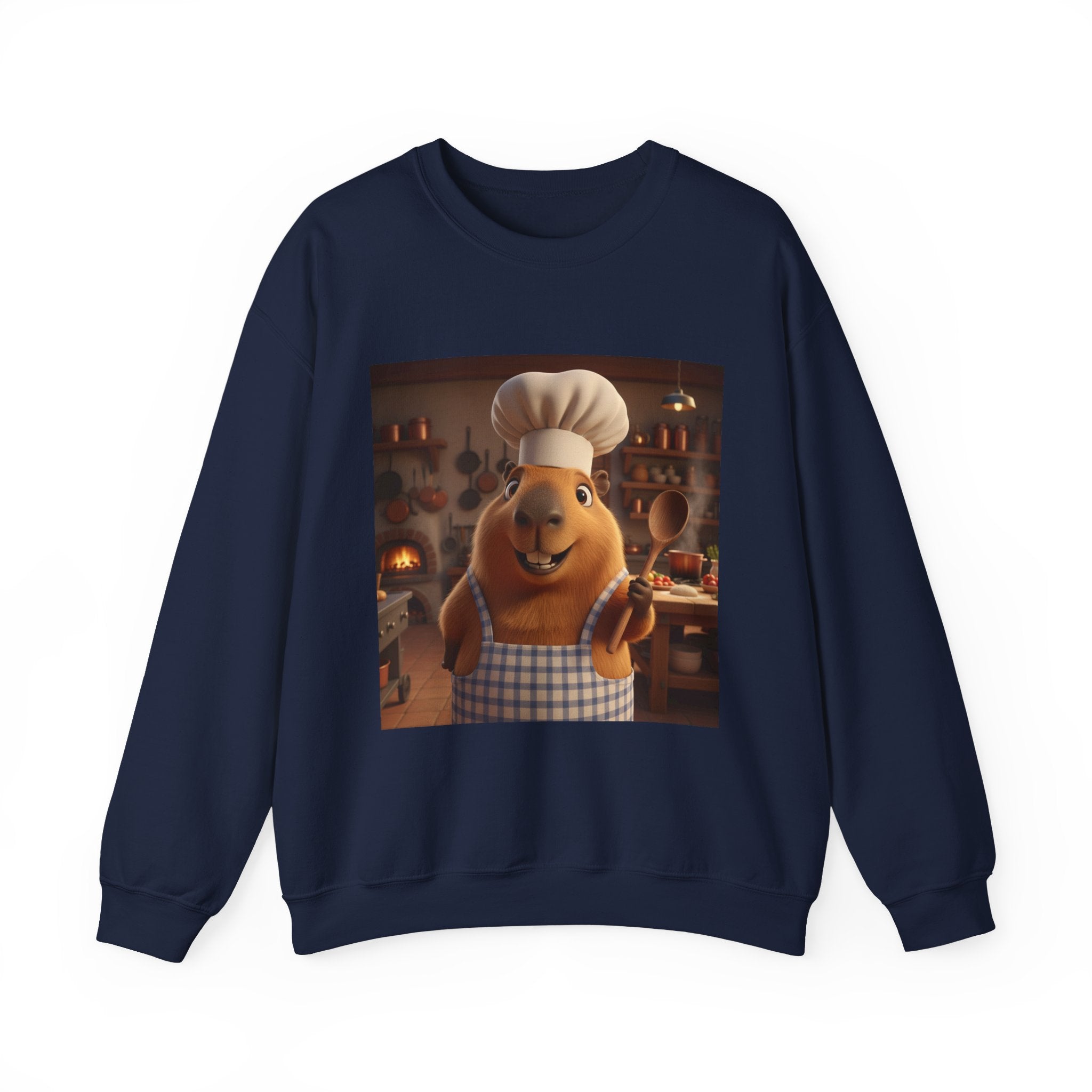 Capybara Chef Crewneck Sweatshirt — Cute Cartoon Capybara Chef Kitchen Pullover
