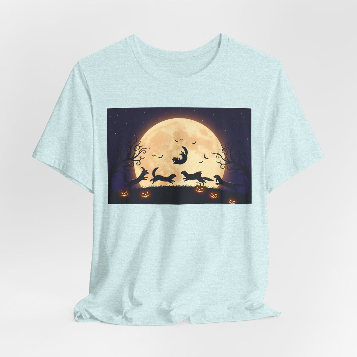 Ferrets Halloween Moon T‑Shirt — Spooky Full Moon Pumpkin Night Tee
