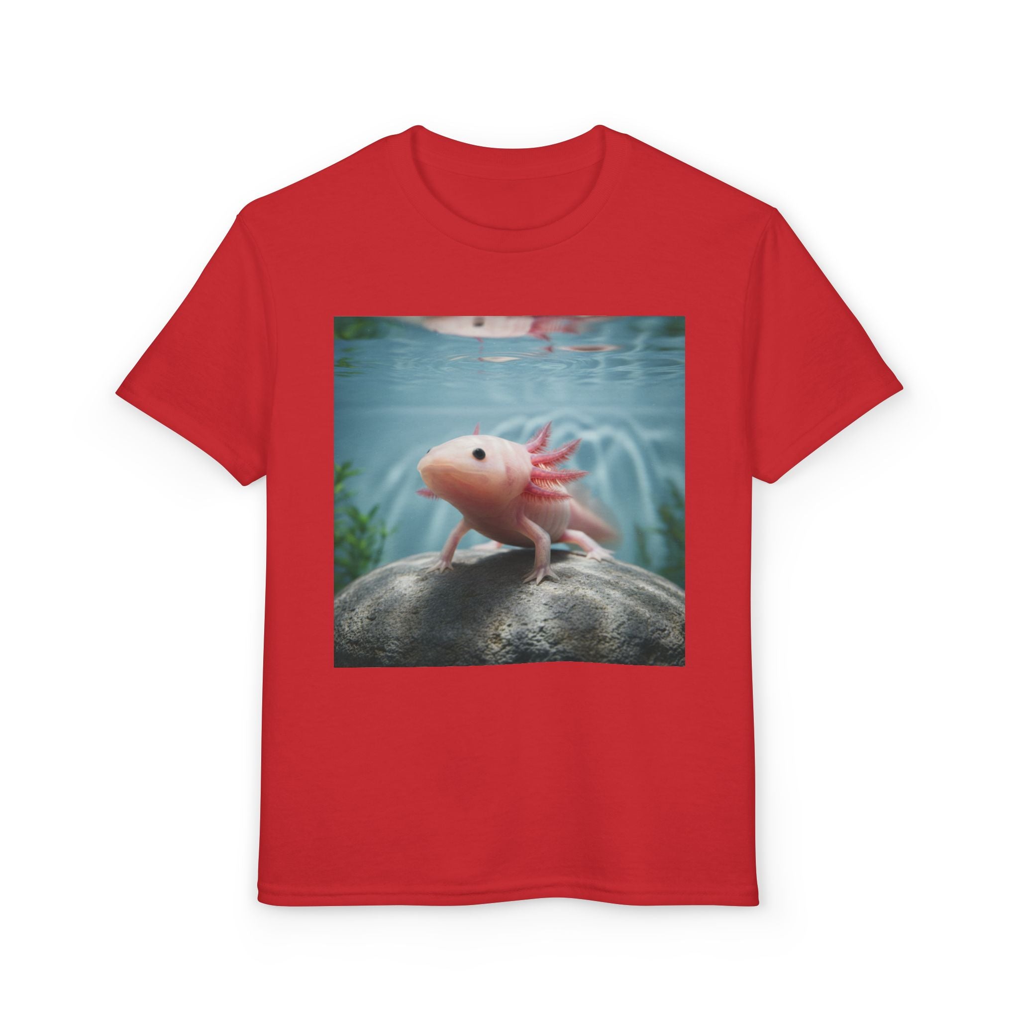 Axolotl Kids T‑Shirt – Cute Pink Axolotl Aquarium Design