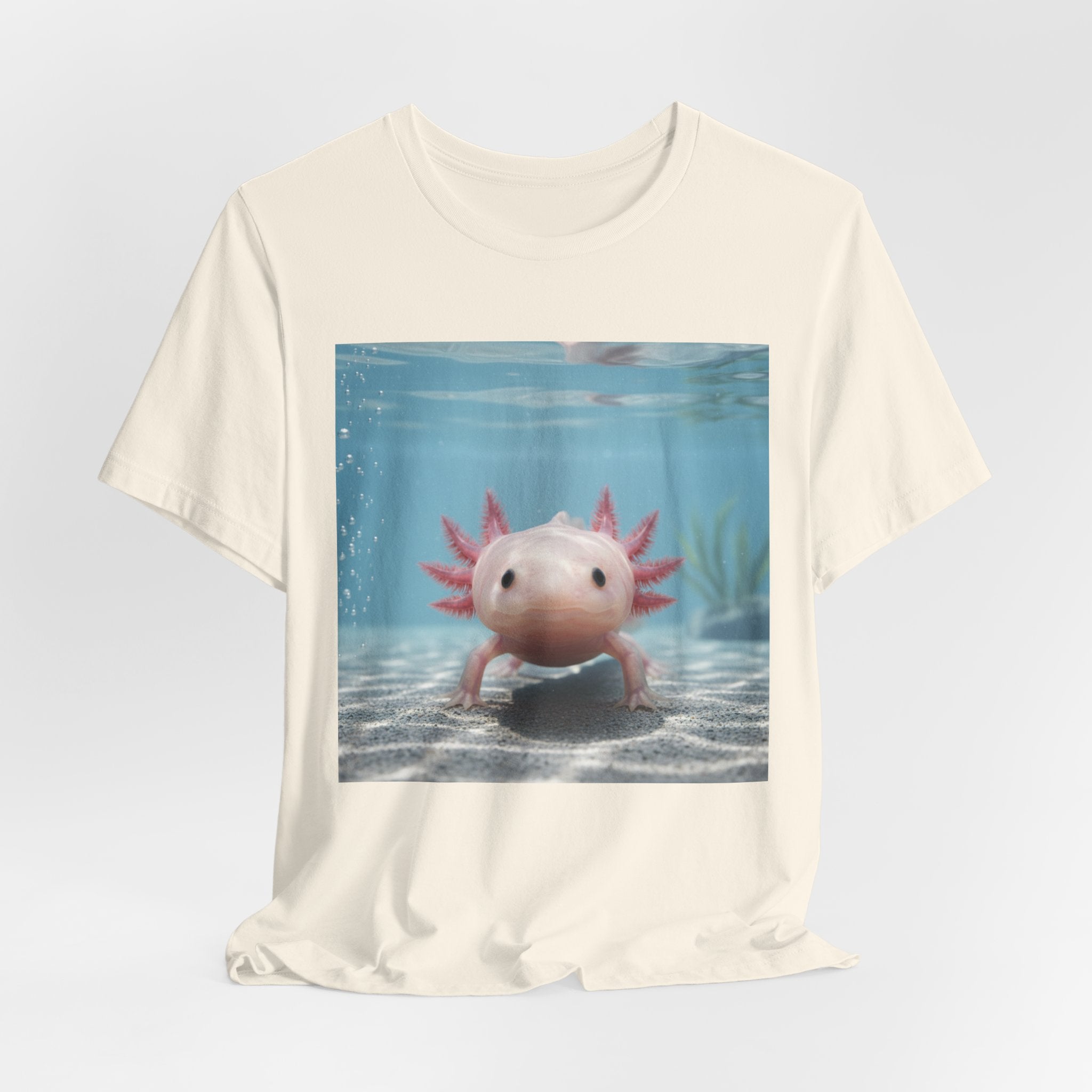 Axolotl Smiles Underwater Tee — Cute Pink Axolotl Graphic T‑Shirt