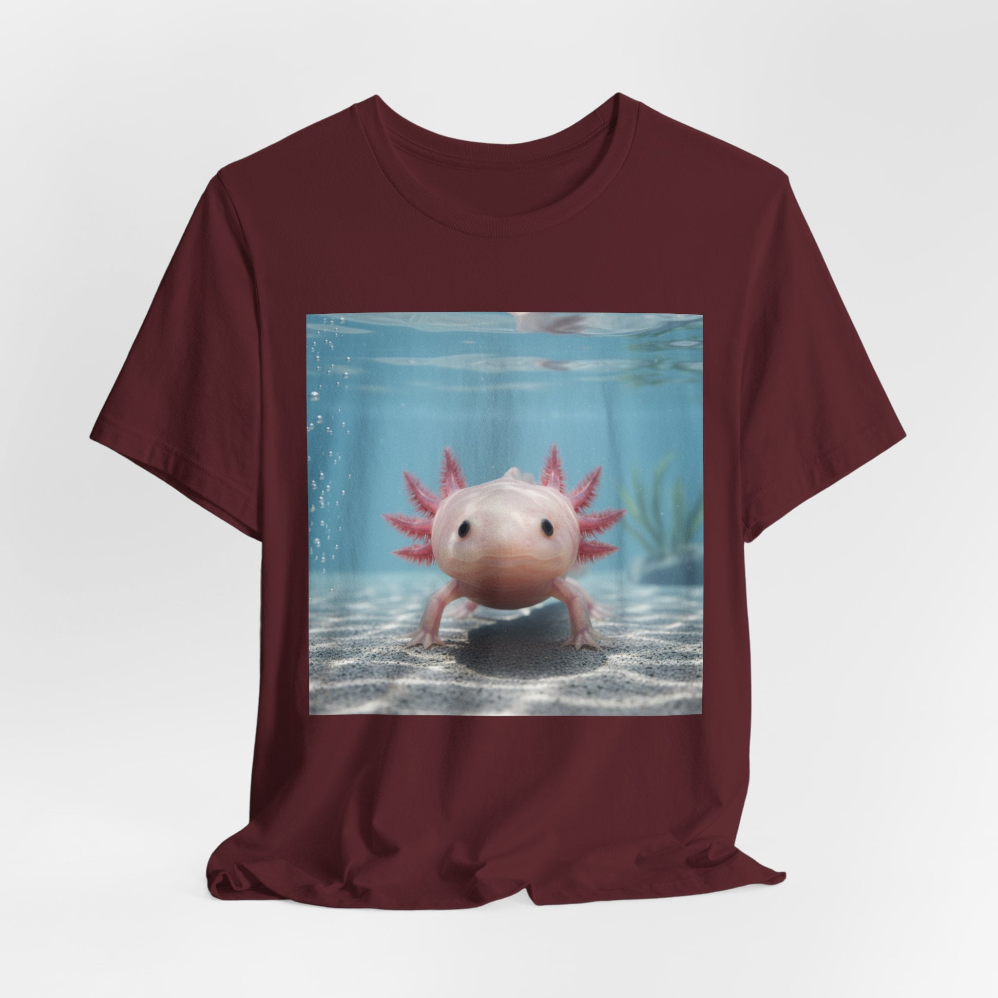 Axolotl Smiles Underwater Tee — Cute Pink Axolotl Graphic T‑Shirt
